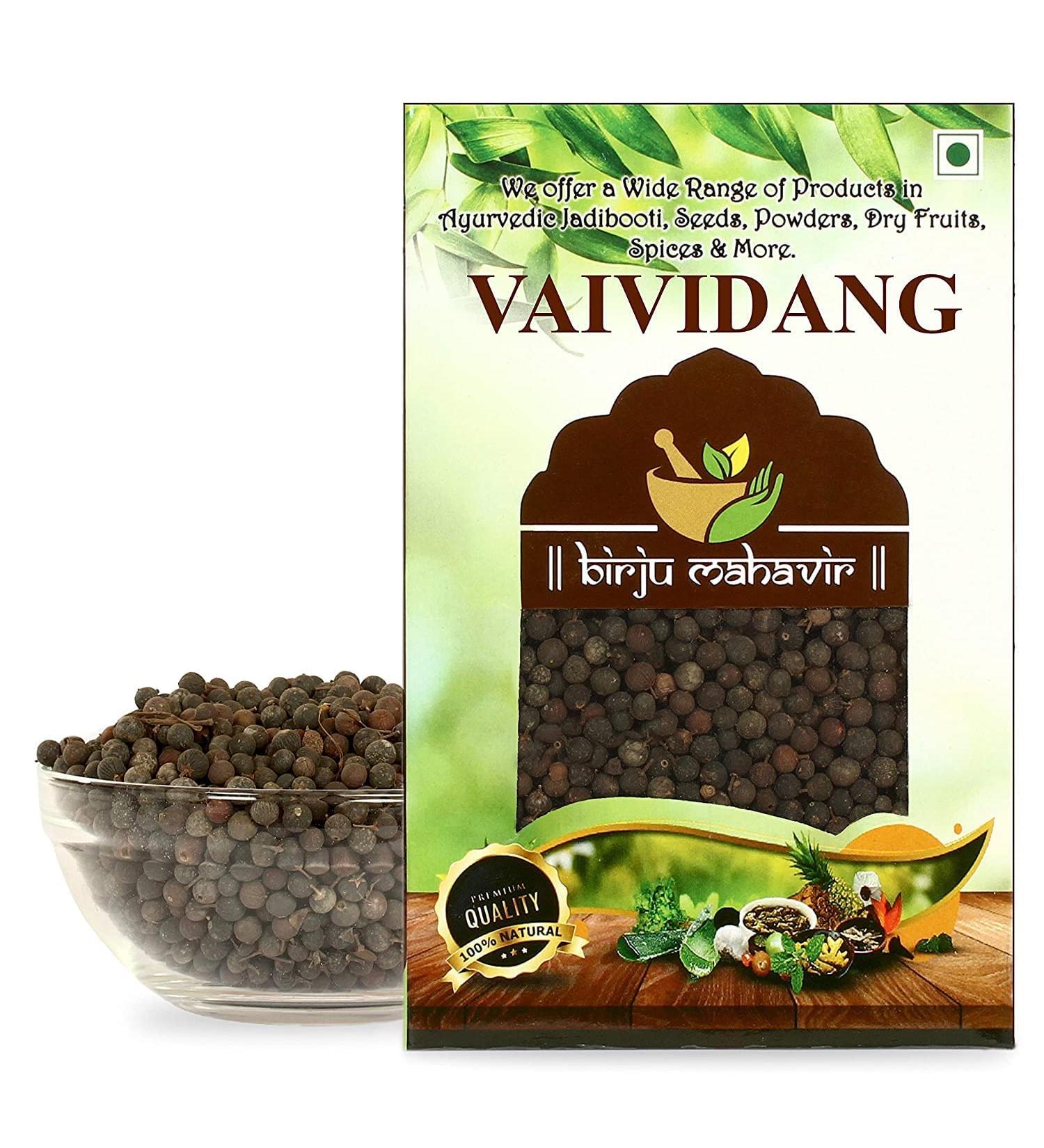 AOZA BIRJU MAHAVIR VaividangBai BidangVidangaEmbelia RibesFalse Black Pepper Natural 100 Gram (BMKB-186) - Buy Online on GoSupps.com