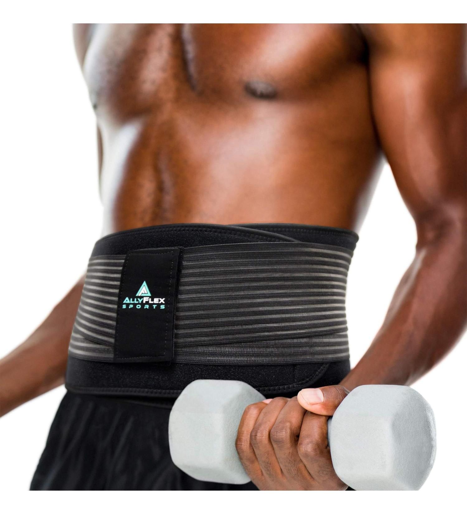 Plus Size Back Brace for Men - XL/XXL Lumbar Support Belt for Lower Back Pain Relief Adjustable with Cooling Fabric - Buy Online on GoSupps.com
