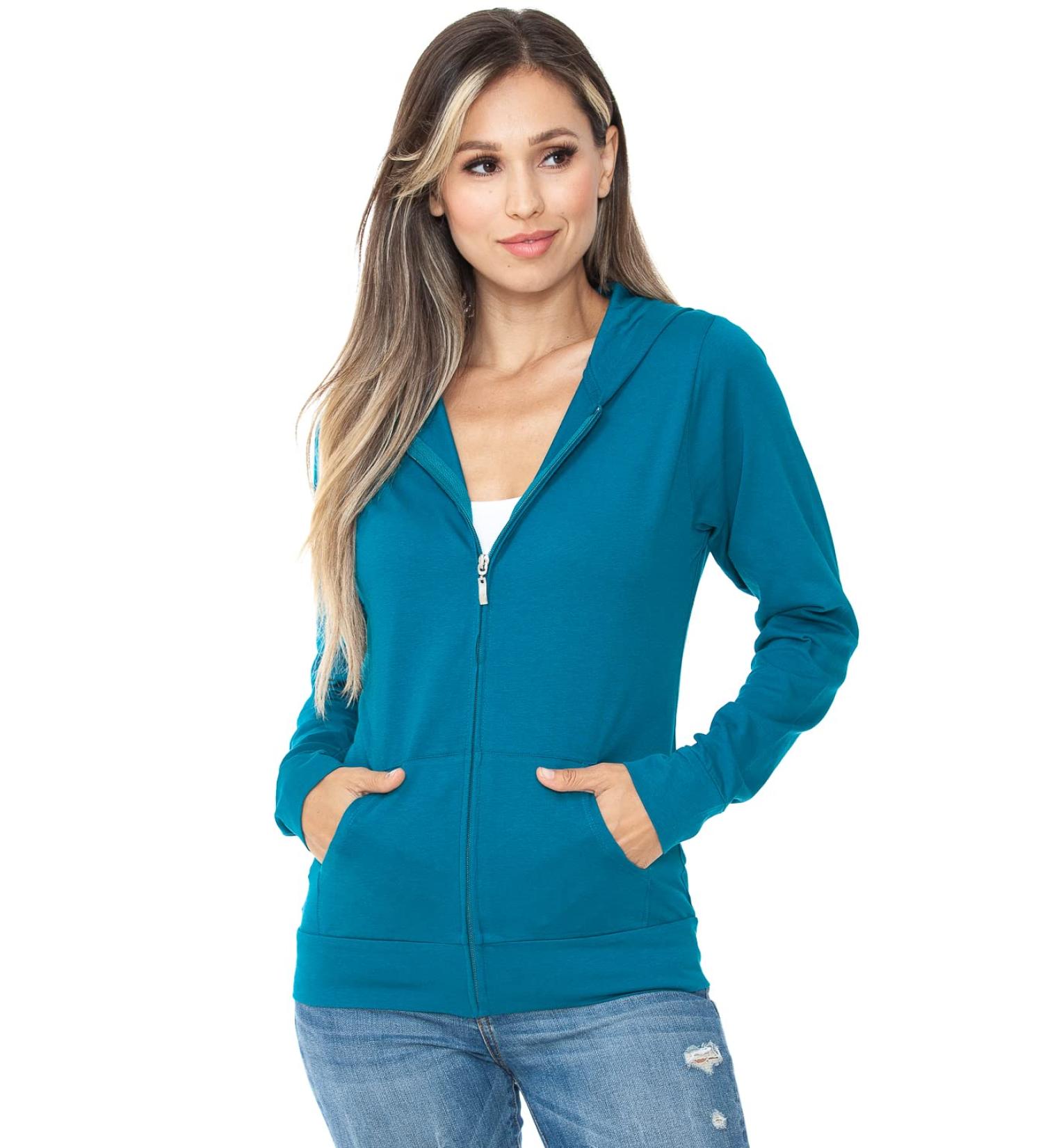 AH JOEAH Women's Hoodie Jacket - Teal Large | Full Zip Up Slim Fit Activewear Sweatshirt - Buy Online on GoSupps.com