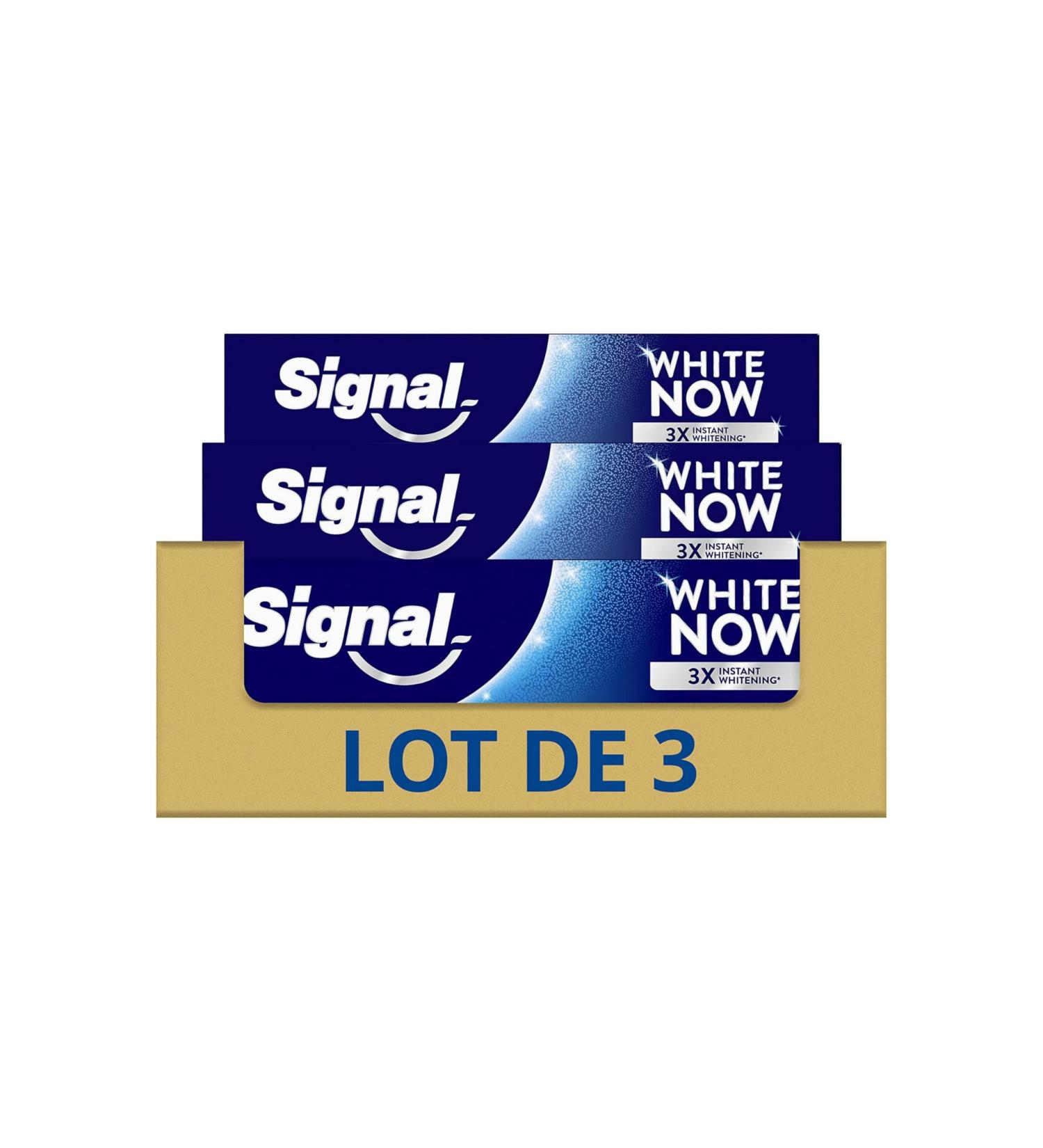  Signal SIGNAL - White Now Original Whiteness Toothpaste - 3X Whiter teeth from the first brush - Long lasting whiteness - 94% ingredients of natural origin - (3x75ml) - Buy Online on GoSupps.com