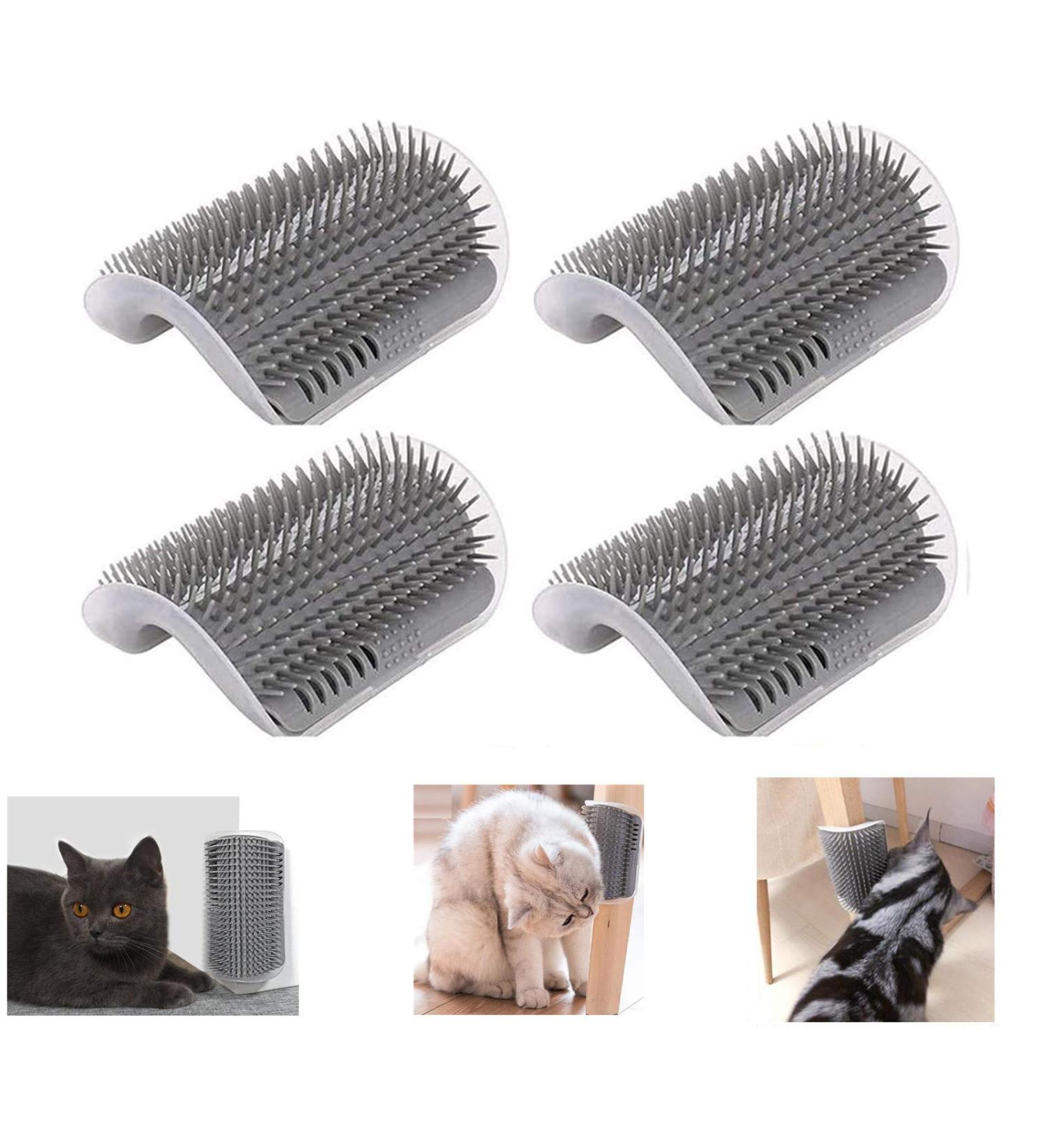 Cat Self Groomer with Catnip Pouch 4 Pack - Grooming Brush & Massage Comb for Cats - Kitten & Puppy Tool - Buy Online on GoSupps.com