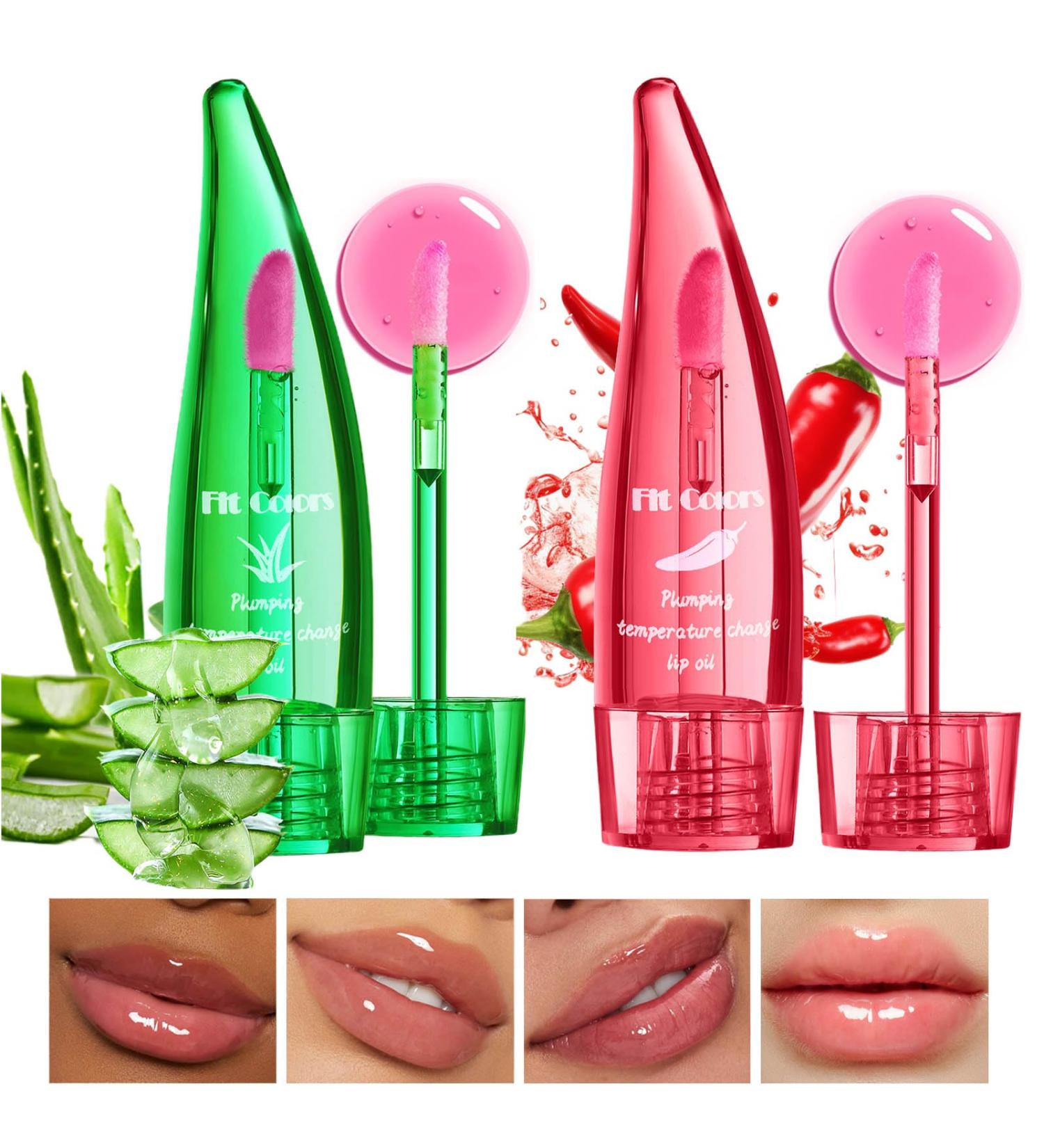 Aloe Vera Chili Lip Oil - Natural Color Changing Lip Plumping Gloss - Long Lasting - Moisturizing - Non-Sticky - For Lip Care - Prevents Dry Lips and - Buy Online on GoSupps.com