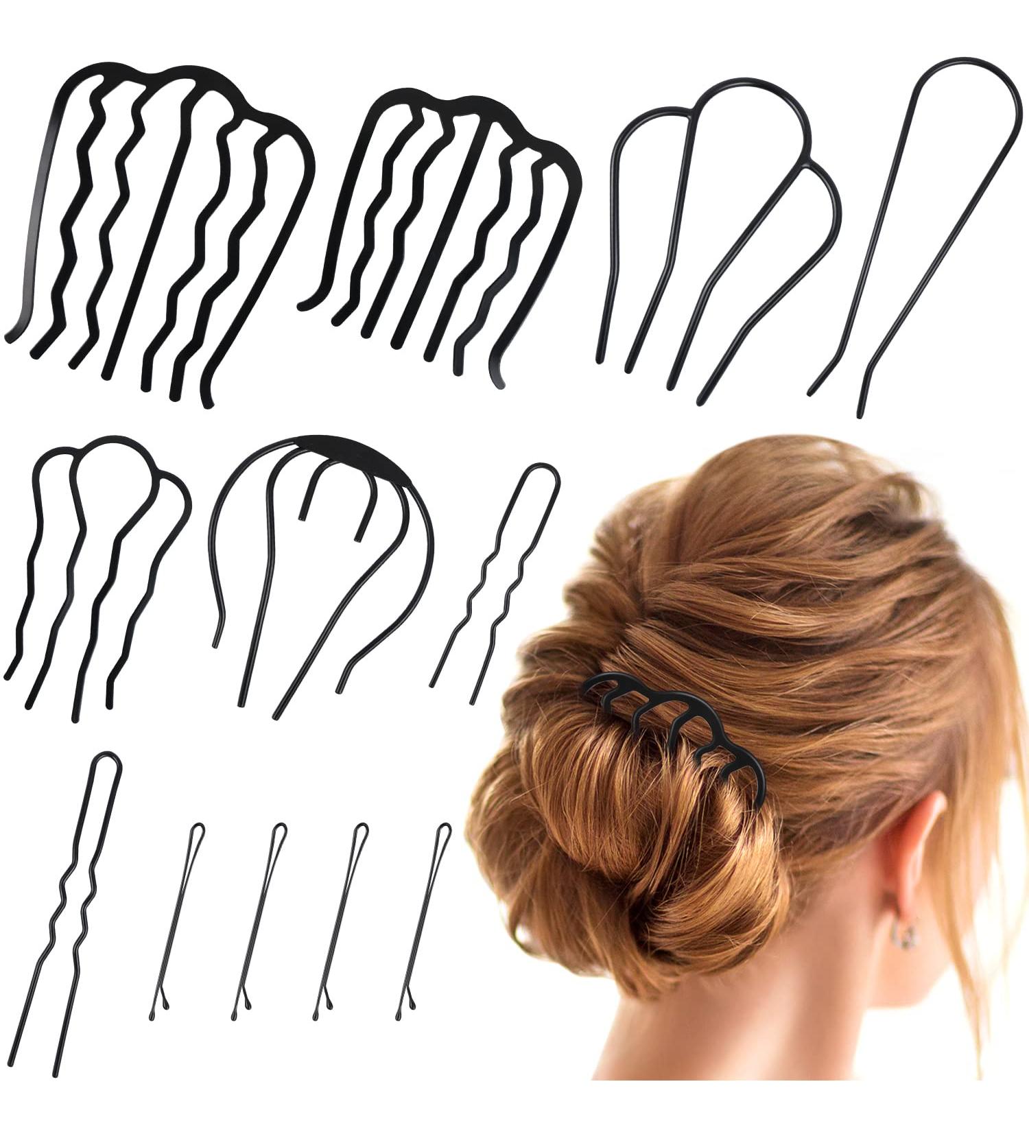 12 Pcs Hair Side Combs for Women - U Shape Hair Fork Clip for Updo Bun - French Twist Teeth Hair Pin Stick - Vintage Styling Accessories - Buy Online on GoSupps.com