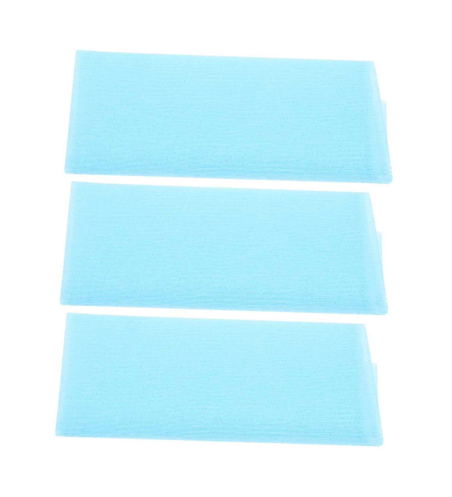 FOMIYES 3pcs Back Scrub Bath Towel Set - Exfoliating Body Scrubbers & Brush for Shower - Soft Nylon Loofahs Towel in Blue - Buy Online on GoSupps.com