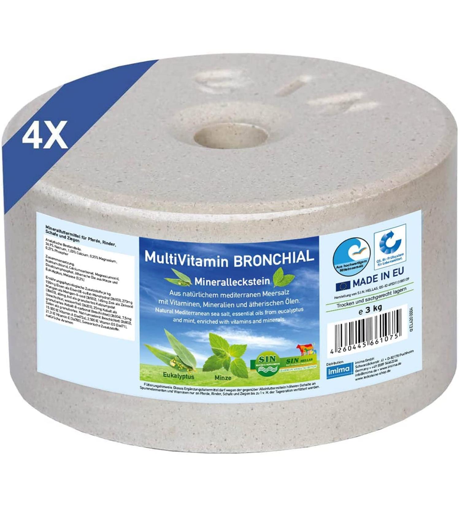 Imima Mineraleckstein Horse Multivitamin Bronchial Salt Lick Set - 12 kg Mineral Stones for Horses Sheep Goats & Cattle | 4 x 3kg - Buy Online on GoSupps.com