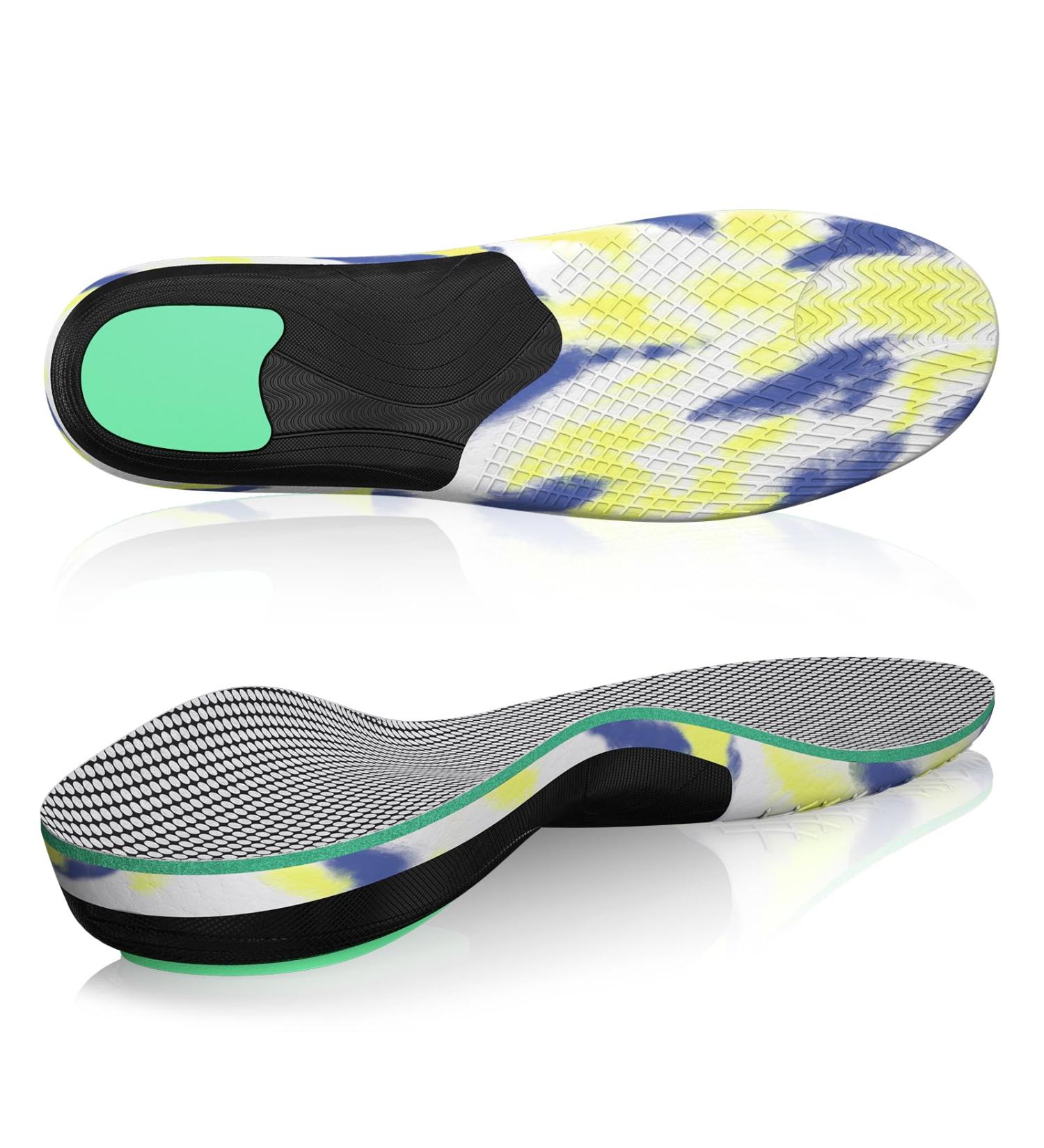 Arch Support Shoe Insoles for Men & Women | Plantar Fasciitis Relief | Colorful Insoles for Flat Feet & Heel Pain - Size M (Men 7-7.5/Women 8-9 - Buy Online on GoSupps.com