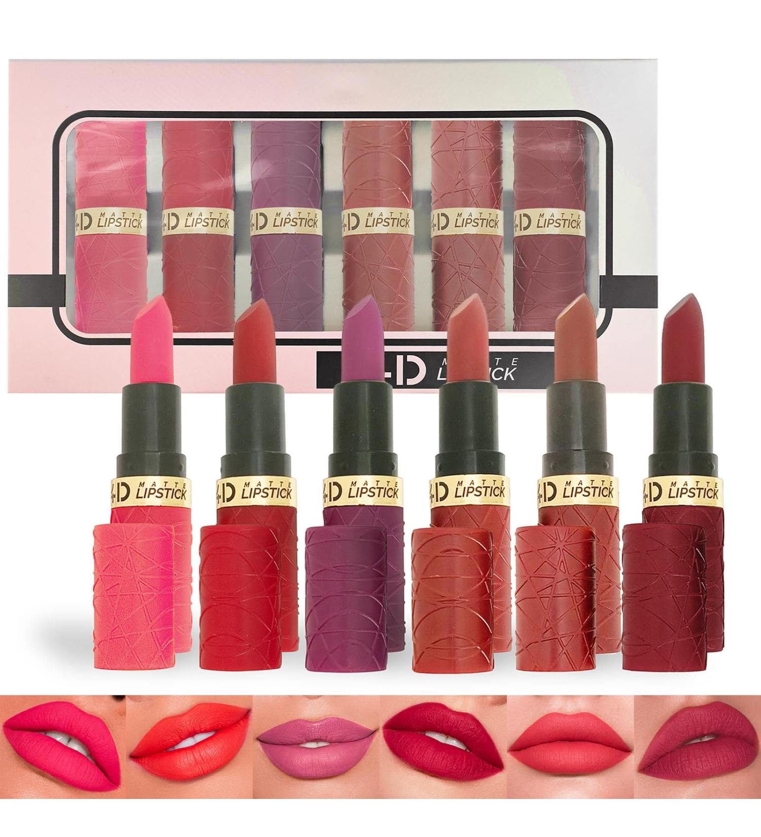  EONFAVE 6 Pack Matte Lipstick Highly Pigmented Neon Pink Brown Red Waterproof and Durable Velvety Texture and No Grainy Feel Lip Makeup Kit - Buy Online on GoSupps.com