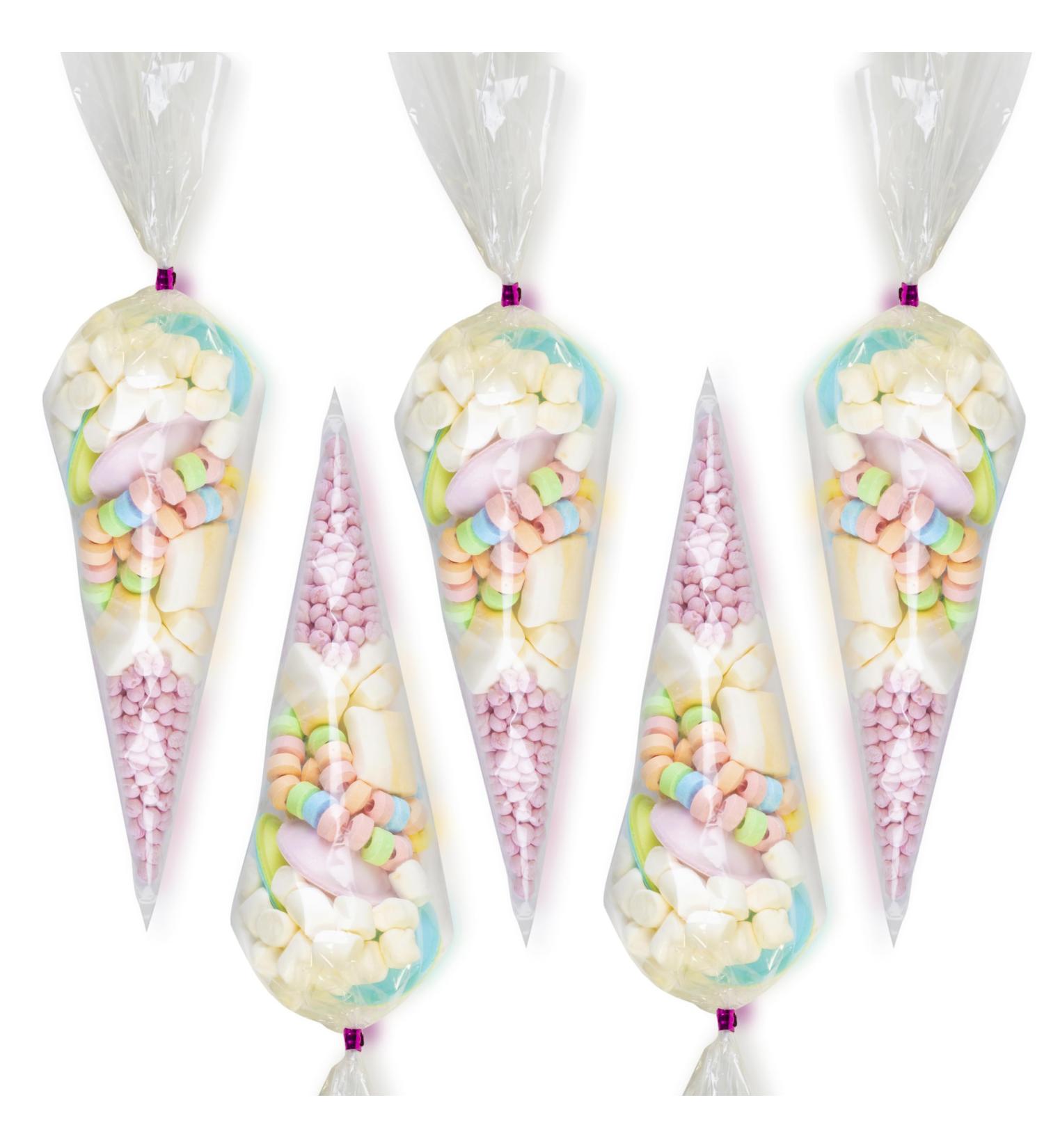 Pre-Filled Childrens Birthday Party Sweet Cones - Choose From Pink or Blue Exclusive To Burmont's (10 Pack Pink) - Buy Online on GoSupps.com