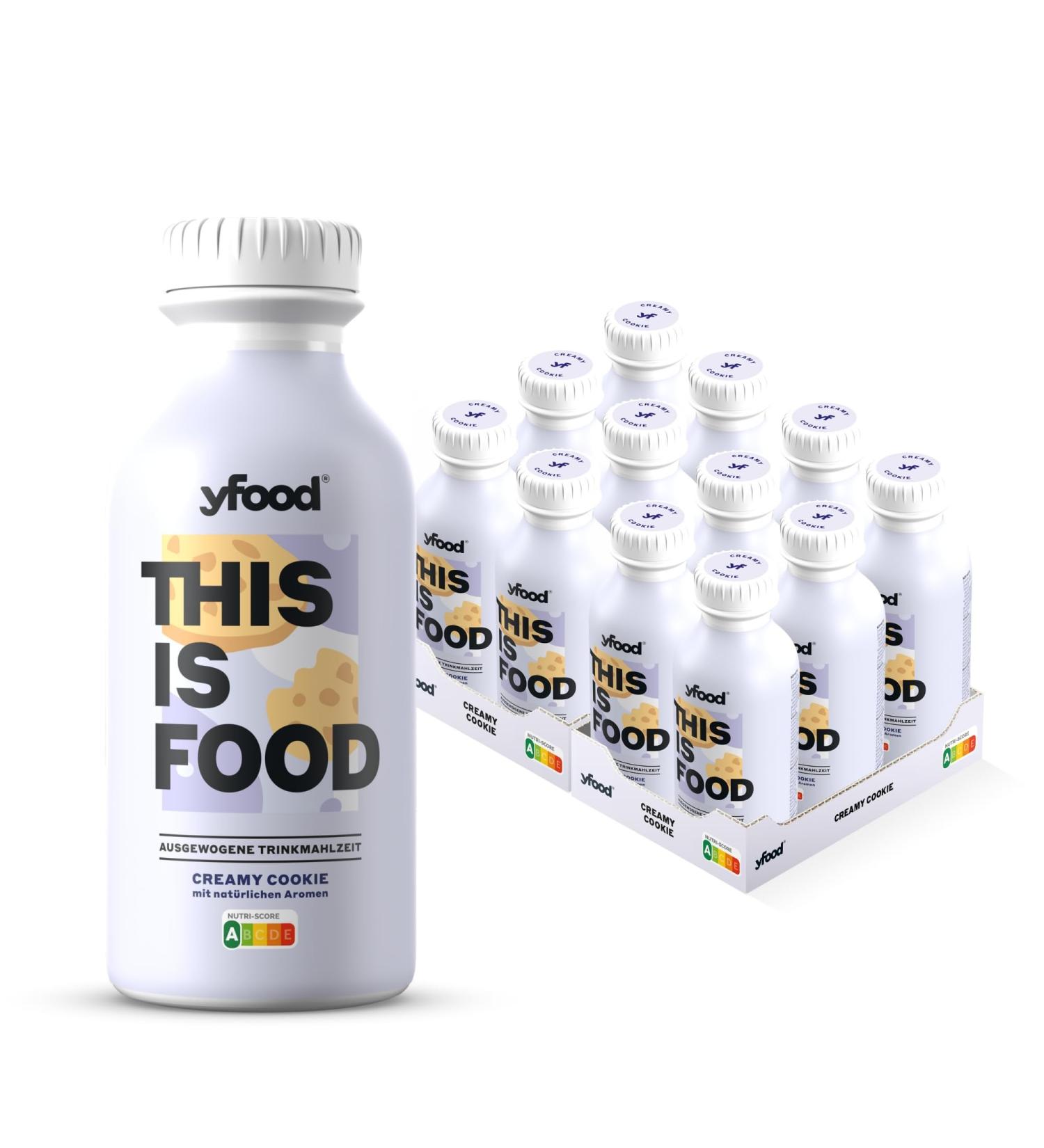 YFOOD Drink Creamy Cookie | Delicious On-the-Go Meal | 33g Protein 26 Vitamins & Minerals | 12x500ml Pack with 3.00 Deposit - Buy Online on GoSupps.com