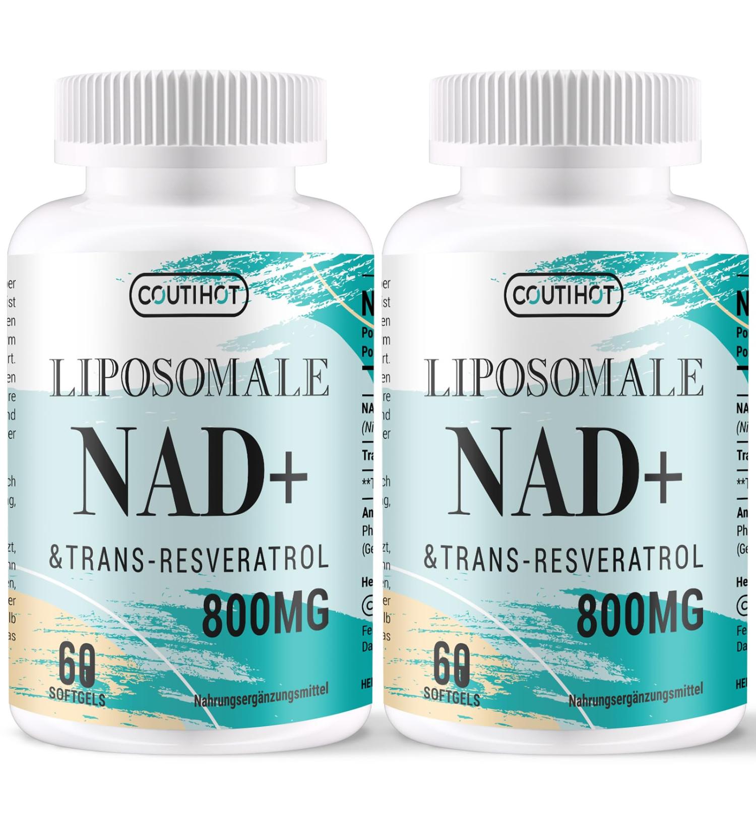 Liposomal NAD+ with Trans-Resveratrol - 800 mg per Serving | 60 Softgels | Optimal Absorption & Energy Support | Pack of 2 - Best International Shipping - Buy Online on GoSupps.com