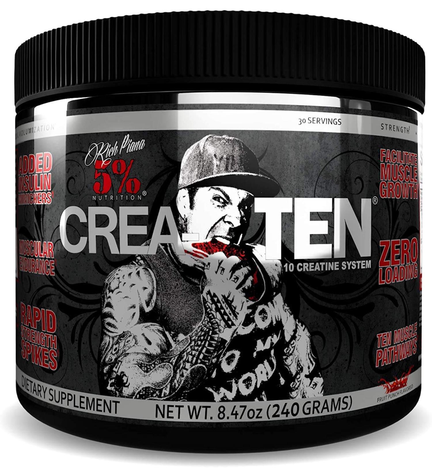 Buy Rich Piana 5% Nutrition Crea-TEN 240g - Fruit Punch Flavor | Fast International Shipping - Buy Online on GoSupps.com