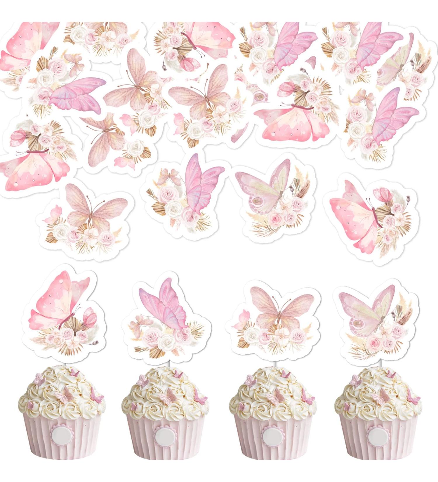 24 PCS Butterfly Cupcake Toppers for Girl Boho Butterfly Cake Topper Baby Shower Party Decorations Butterfly Theme Wedding Anniversary Indoors and Outdoor Colorful Butterfly Spring Party Supplies - Buy Online on GoSupps.com
