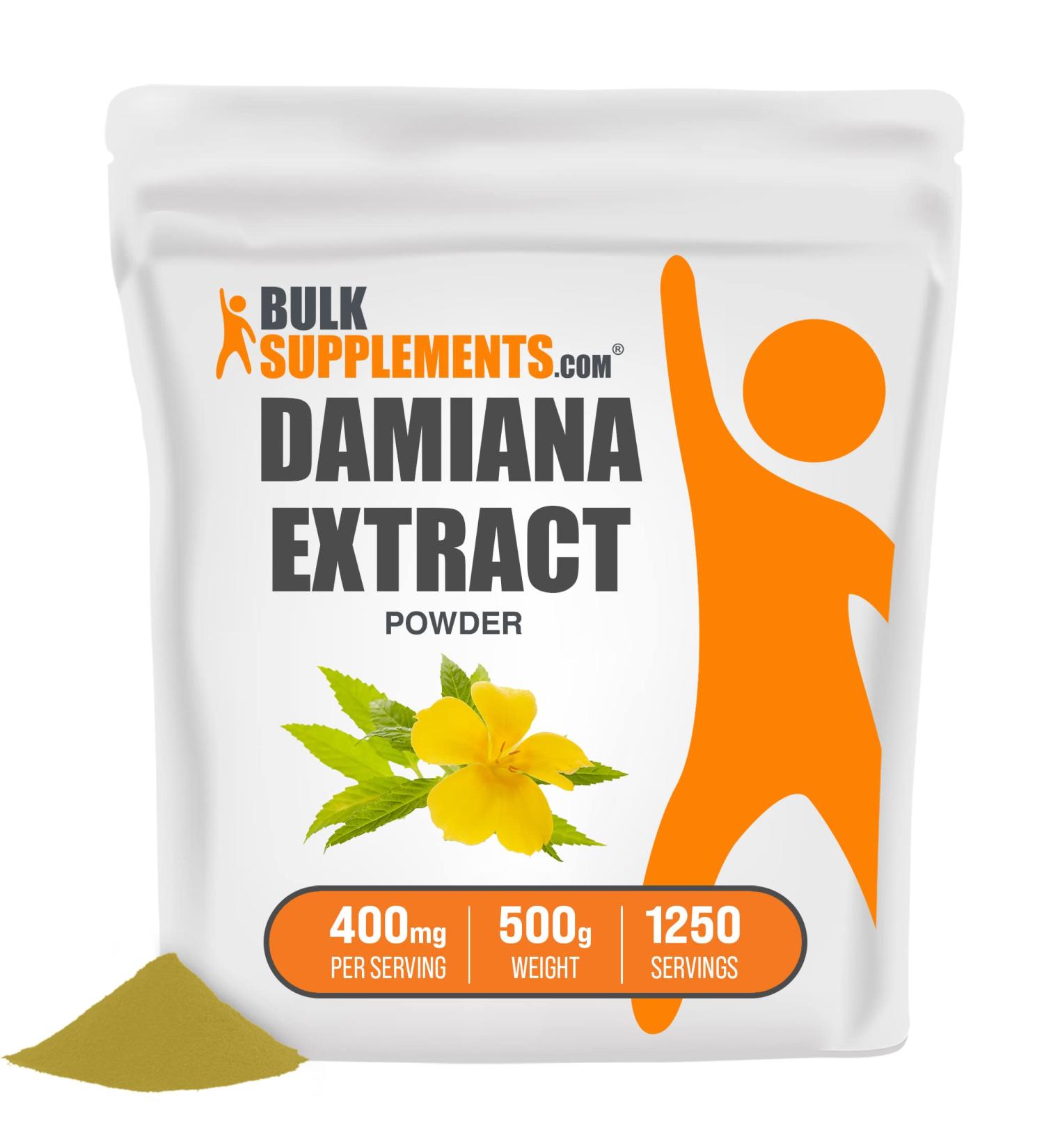 Damiana Extract Powder - 500g - Herbal Supplement for Energy and Mood - BulkSupplements - Buy Online on GoSupps.com