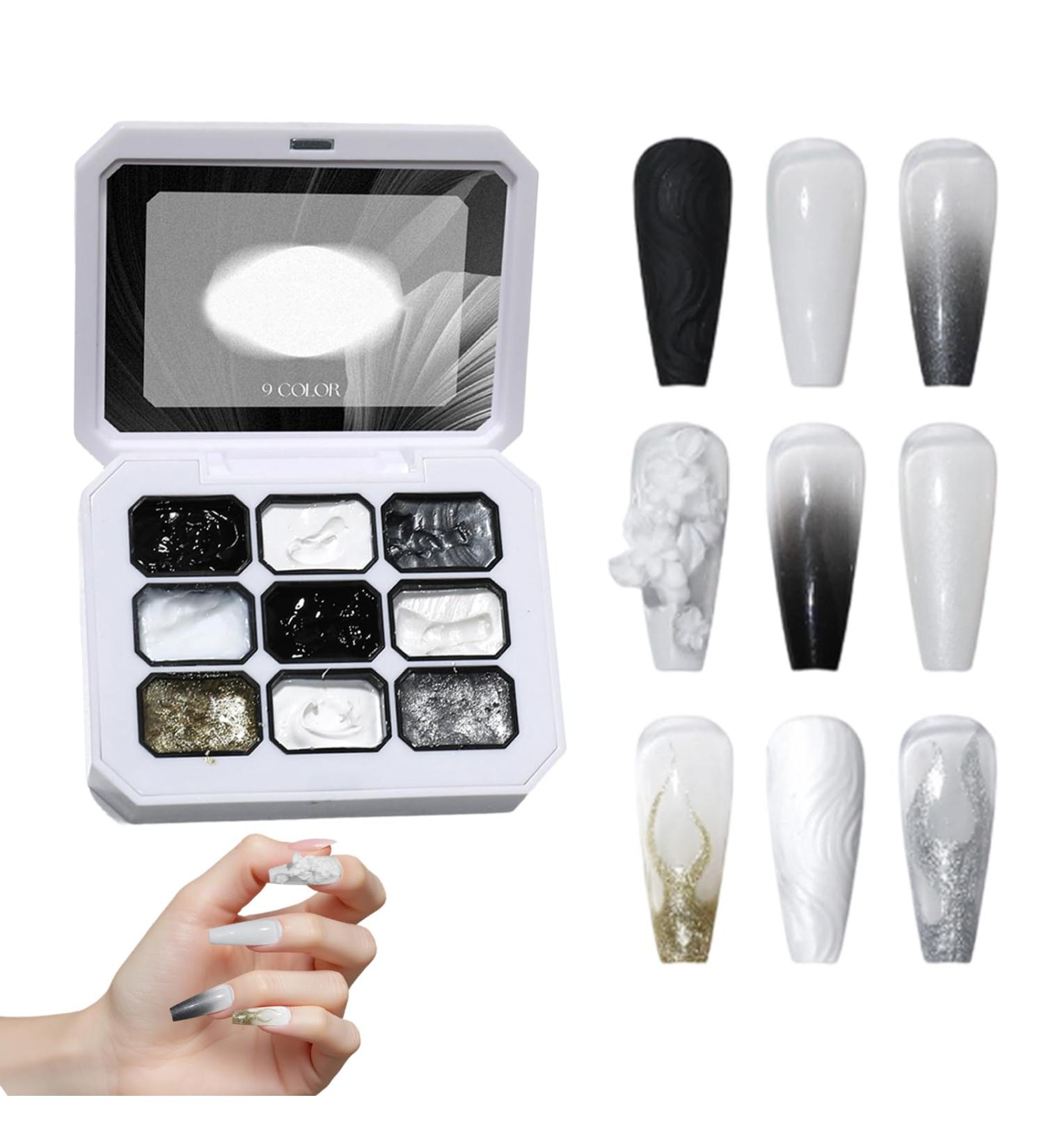 Gel De Peinture Pour Ongles Grille Carr e Noire Et Blanche Constructeur D'ongle En Gel Longue Dur e | Gels Onngles Art Peinture Palette Pour Ongles Salon D butants Professionnels Mariage Rassemblem - Buy Online on GoSupps.com
