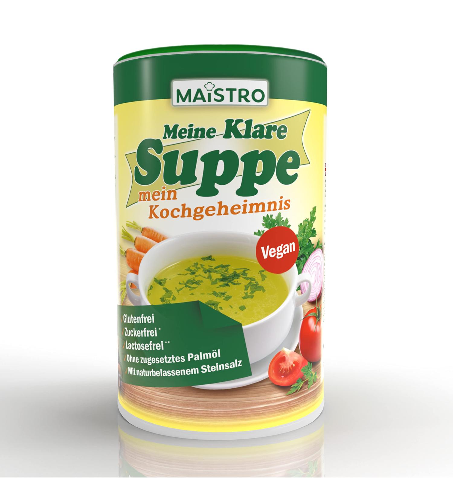 Vegan vegetable broth and seasoning allergen-free palm fat-free simple fast and deliciously prepared. 900 g / 45 liters - Buy Online on GoSupps.com