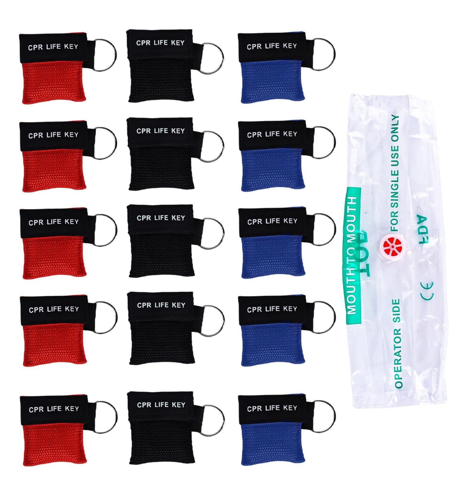 Molbory Ventilation Mask - 15 Pack with Carabiner & Check Valve | Essential Training Breath Barrier Pocket Masks | International Shipping Available - Buy Online on GoSupps.com