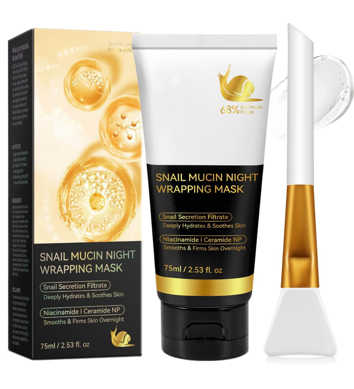 HOUSN Collagen Night Wrapping Mask 75 ml snail slime mask collagen Overnight Wrapping Peel Off facial mask organic facial mask for the face elasticity and moisture - Buy Online on GoSupps.com