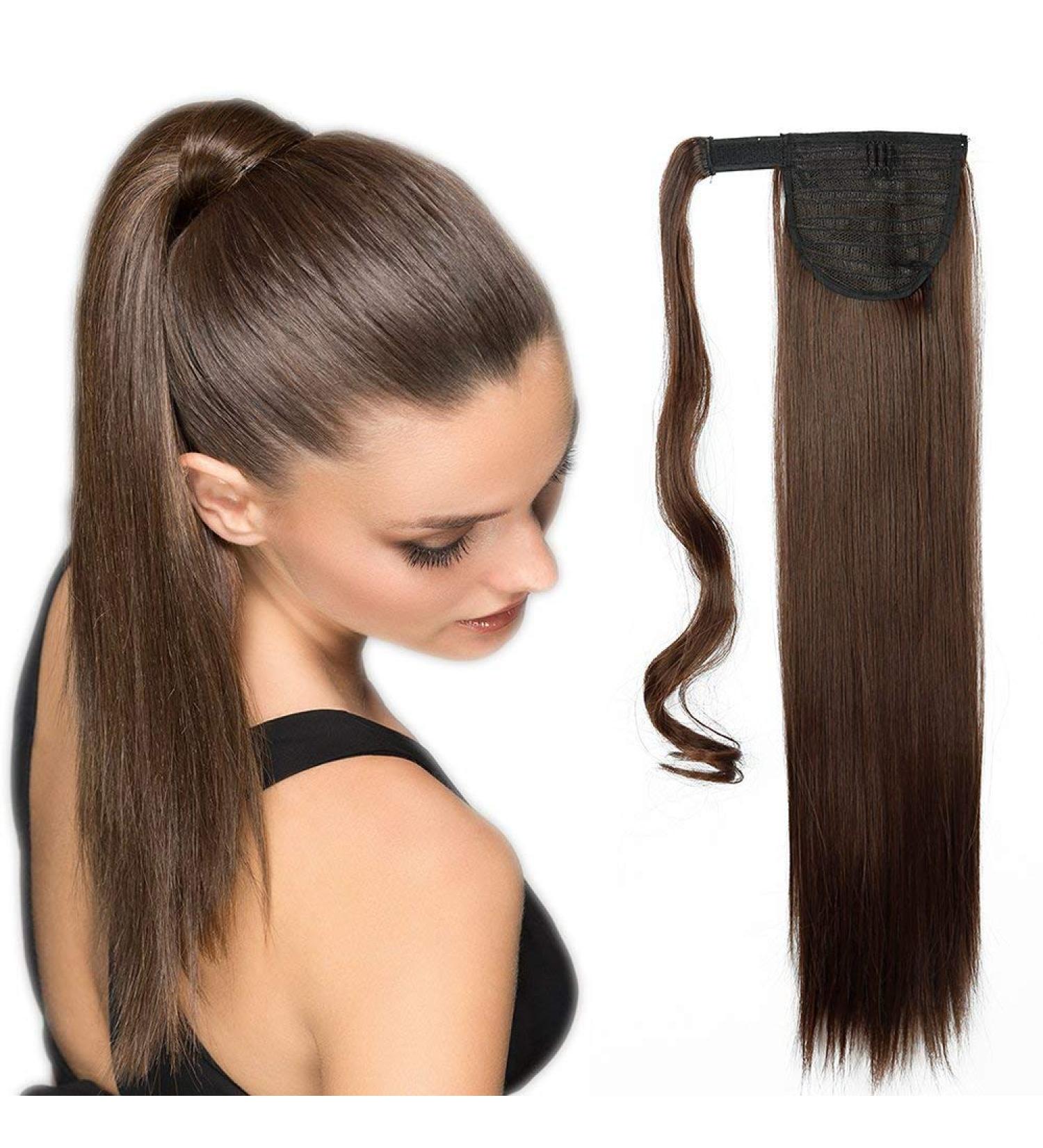 Medium Brown Pferdeschwanz Hair Extension Clip-In Ponytail Braid - 23 Real Hair Piece for Natural Look - Buy Online on GoSupps.com