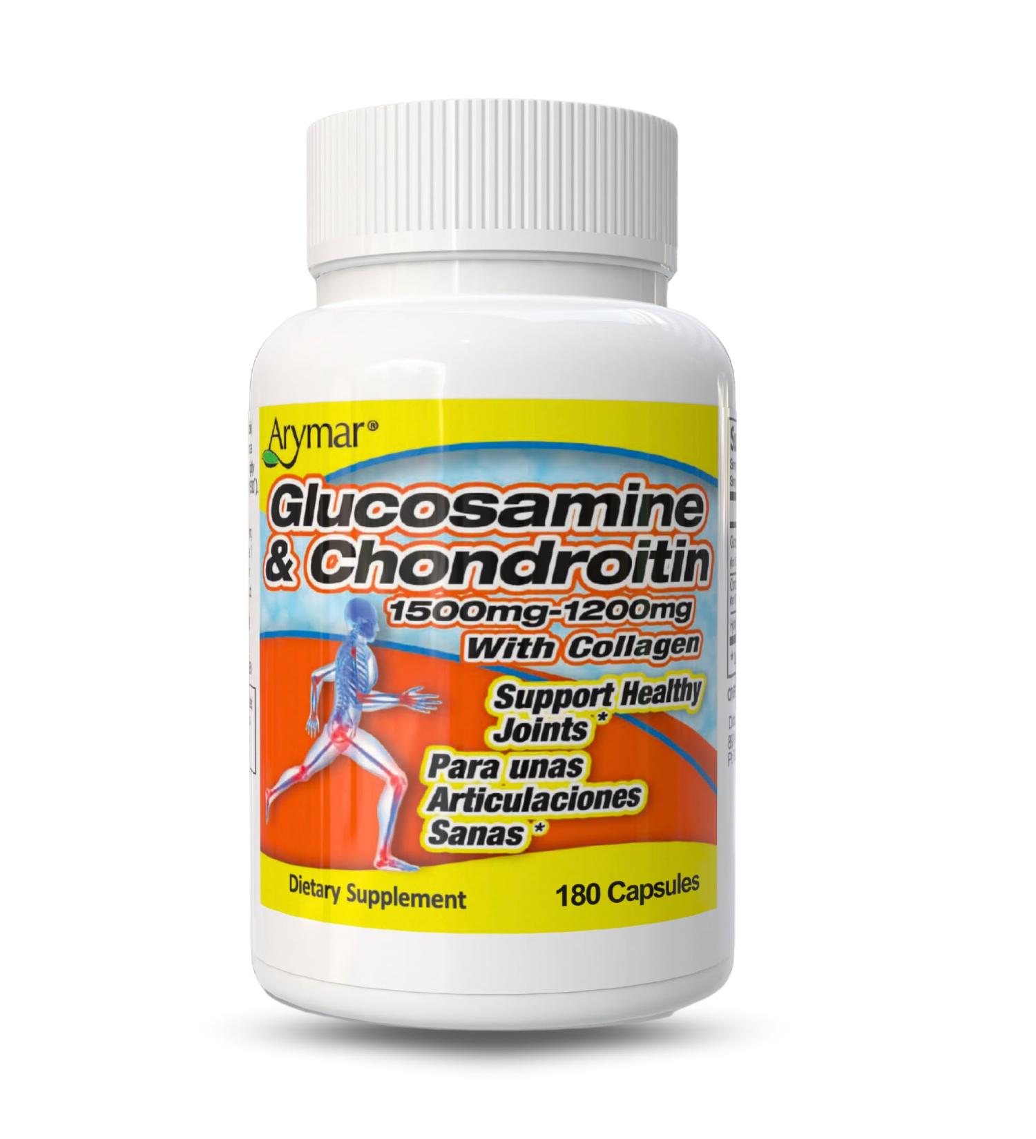 Arymar Glucosamine & Chondroitin with Collagen, Supports Joint Health (180 Capsules/Pack of 1) - Buy Online on GoSupps.com