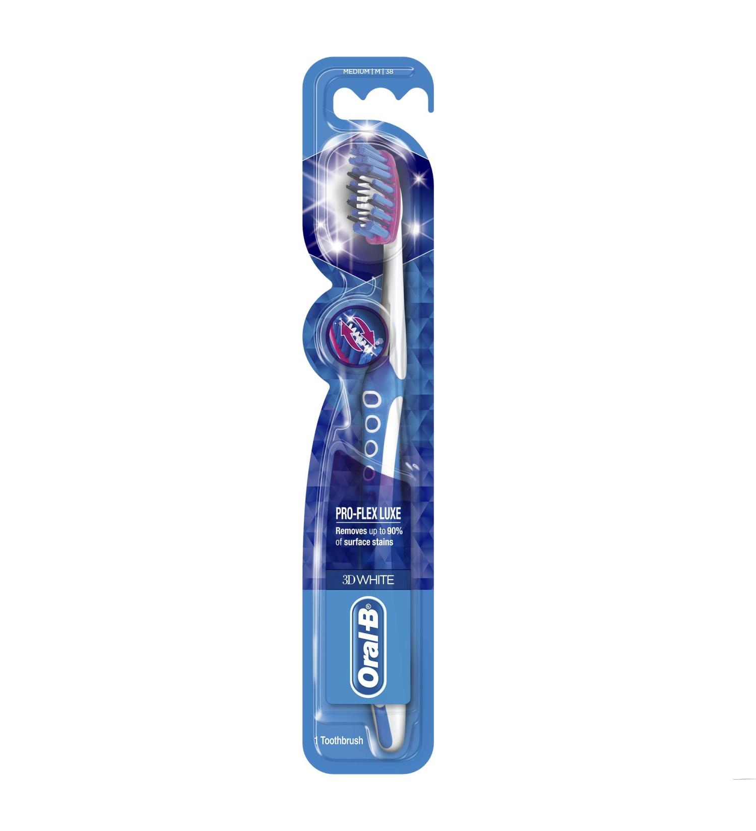 Oral-B 3D White Luxe Pro-Flex Medium Manual Toothbrush - Whitening Power - Buy Online on GoSupps.com