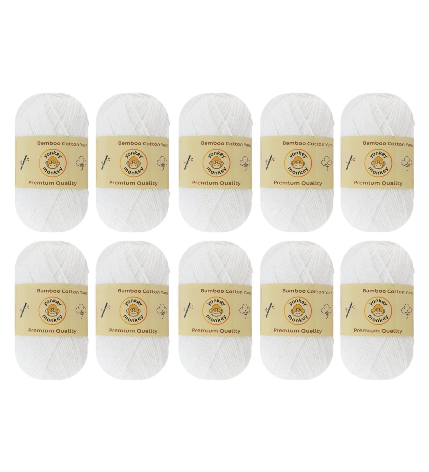 10-Pack Yonkey Monkey Skein Tencel Yarn - Soft Bamboo Cotton Blend - Crochet Knit Supplies - Lightweight Breathable Threads - 210m White 9013 - Buy Online on GoSupps.com