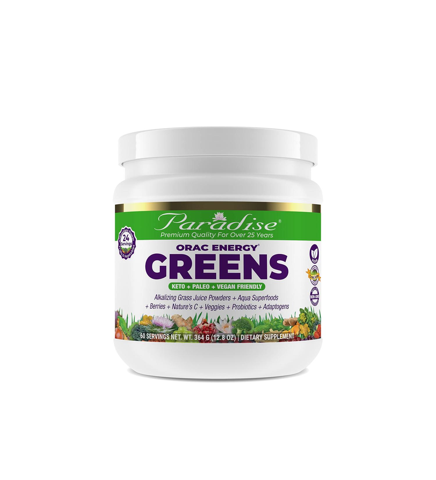 Paradise Herbs ORAC-Energy Greens 12.8 oz - Superfood Powder for Antioxidant Support - Buy Online on GoSupps.com