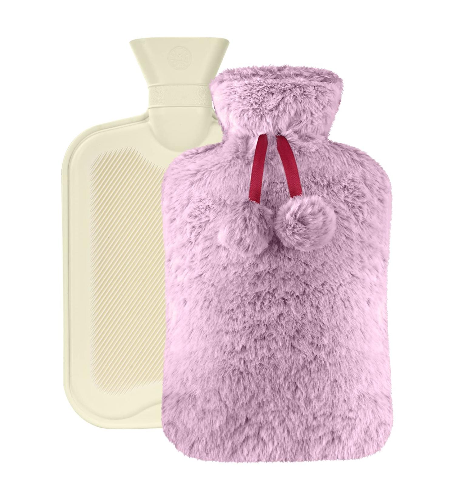 Vicloon Hot Water Bottle 2L Hot Water Bag with Cover Soft Fluff Baby Hot Water Bottle Provide Warmth and Comfort for Neck Waist Gift for Birthday Christmas Father's&Mother's Day(Wine Red) - Buy Online on GoSupps.com