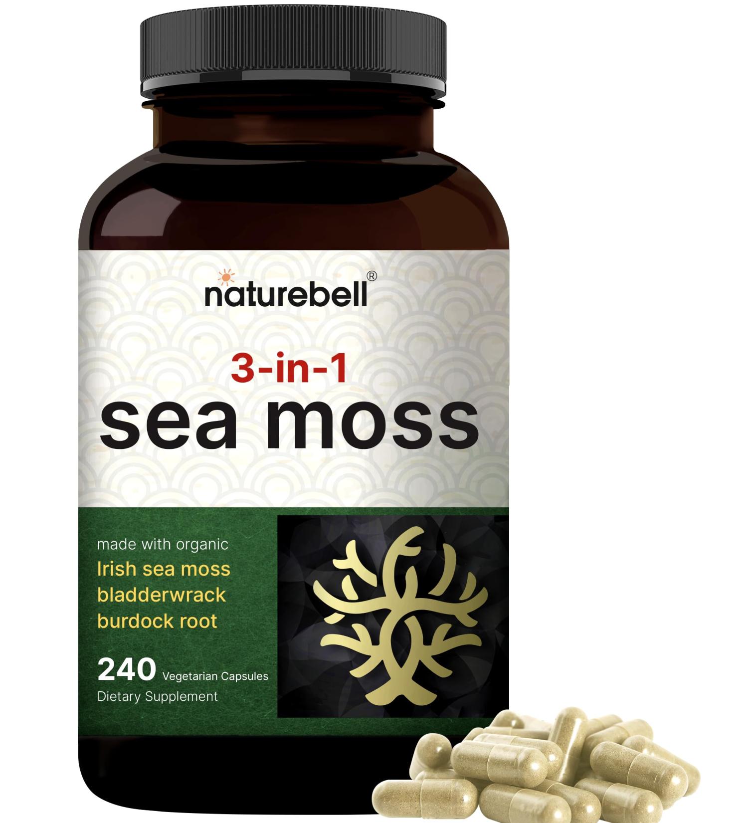 Irish Sea Moss Capsules 3,000mg Per Serving 240 Veggie Pills | Made with Organic Raw Powder Plus Bladderwrack & Burdock Root Sea Vegetable Complex Immune & Thyroid Superfood Support Non-GMO - Buy Online on GoSupps.com
