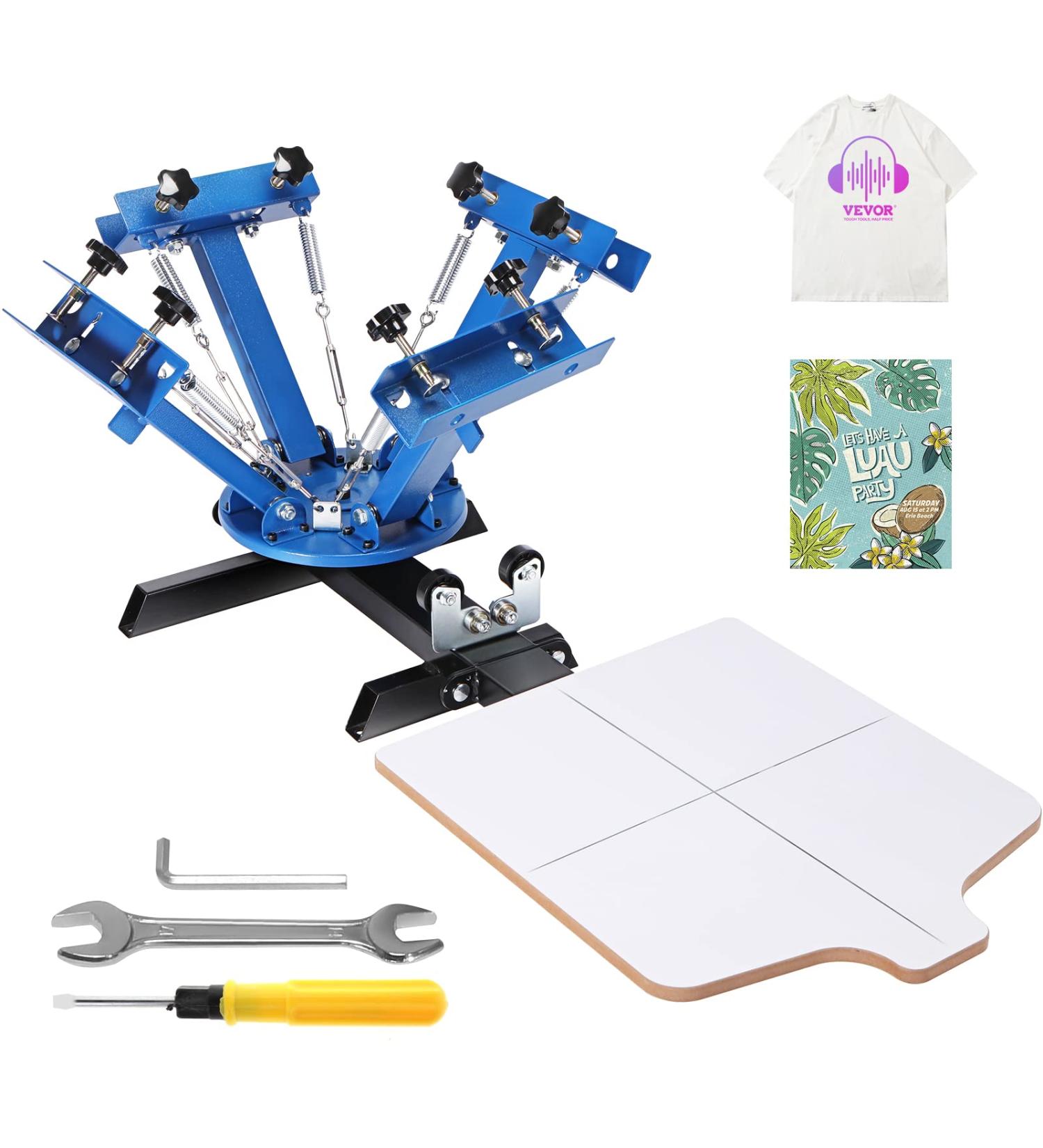 VEVOR 4 Color 1 Station Screen Printing Machine | 360 Rotatable Press | 21.2x17.7in Silk Screen Press | Double-Layer Pallet for T-Shirt DIY Printing - Buy Online on GoSupps.com
