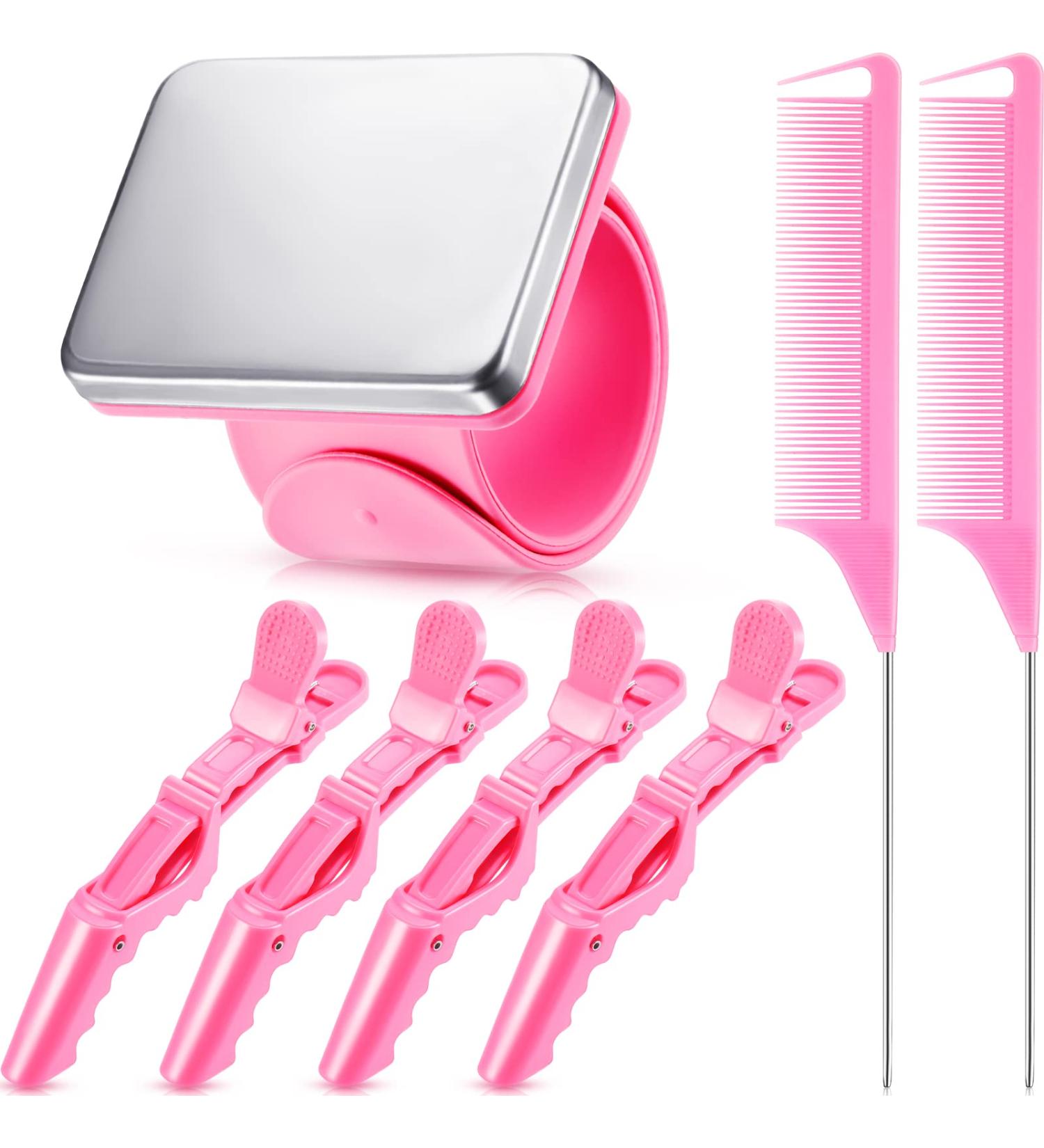 7-Piece Hair Braiding Tools Set - Magnetic Pin Wristband, Stainless Steel Rat Tail Comb, Alligator Sectioning Hair Clips - Pink Braid Maker Kit - Buy Online on GoSupps.com