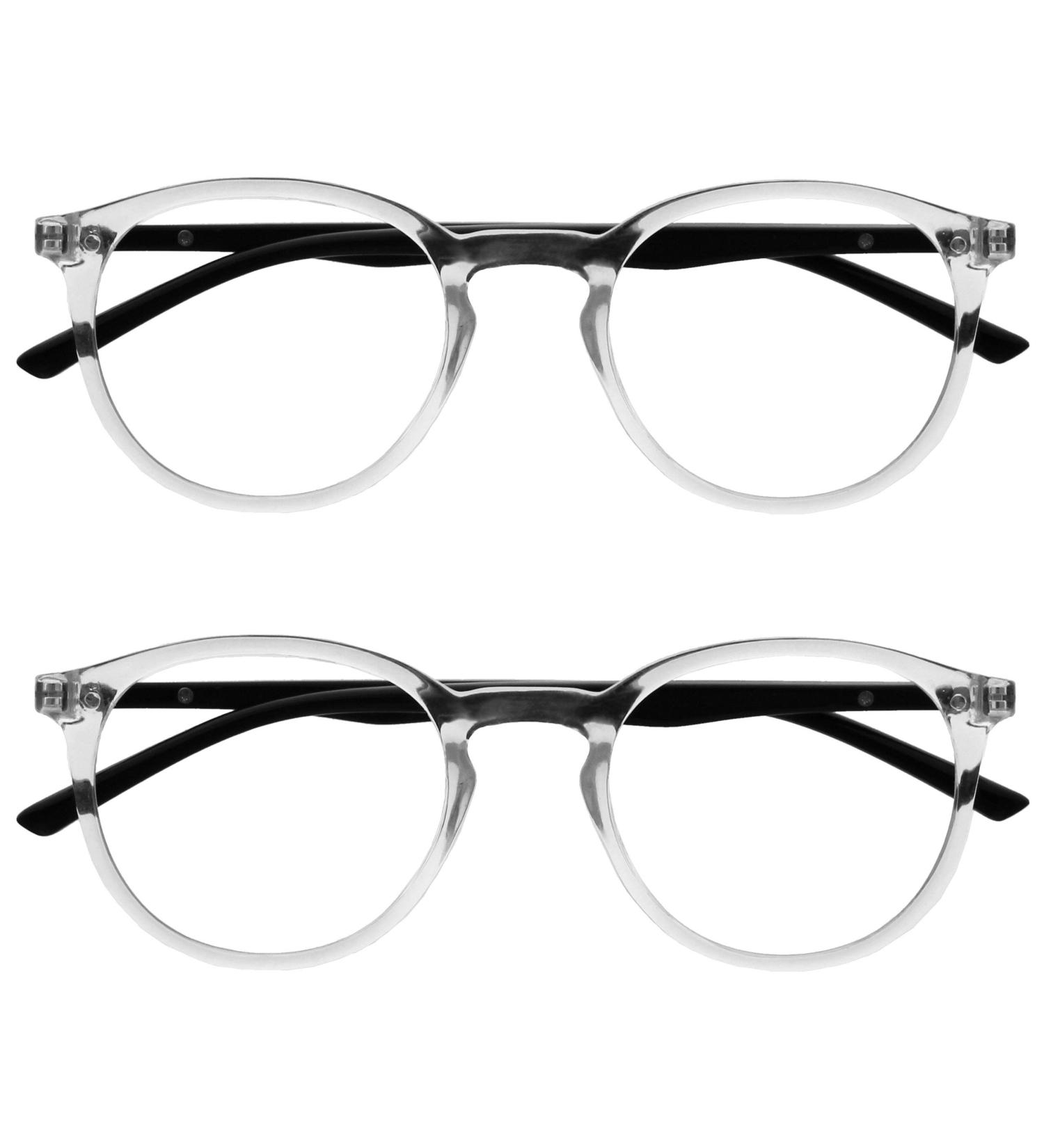 Opulize Blue Light Blocking Glasses 2 Pack - Slim Round Frame with Spring Hinges for Men & Women - Improve Sleep & Gaming - Clear Front with Black Arms (BB60-C +0.00 Diopter) - Buy Online on GoSupps.com