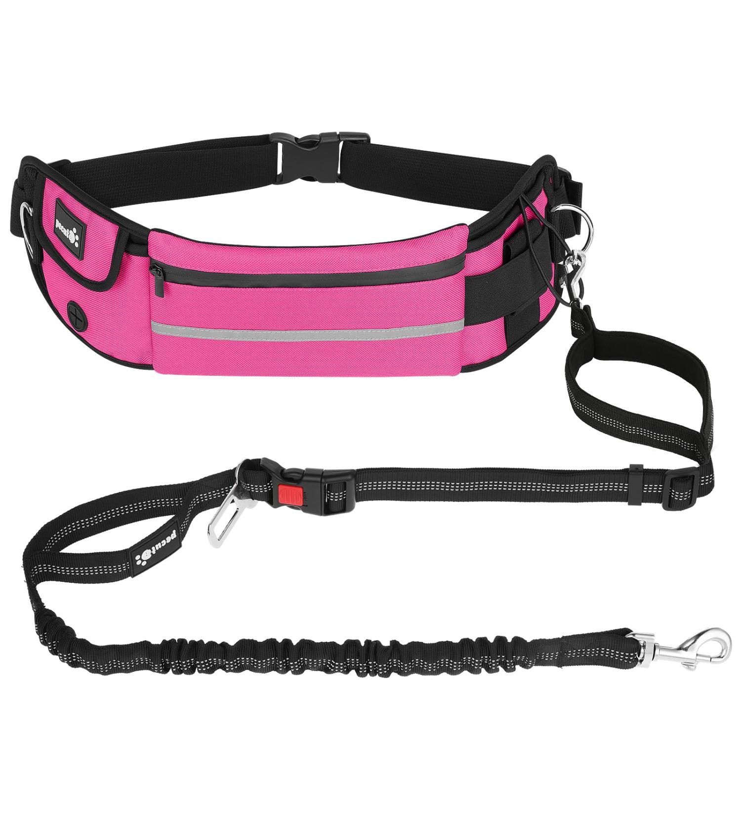 Pecute Jogging Leash for Large & Medium Dogs | Elastic Running Belt with Bag | Pink Supports Up to 100kg - Buy Online on GoSupps.com