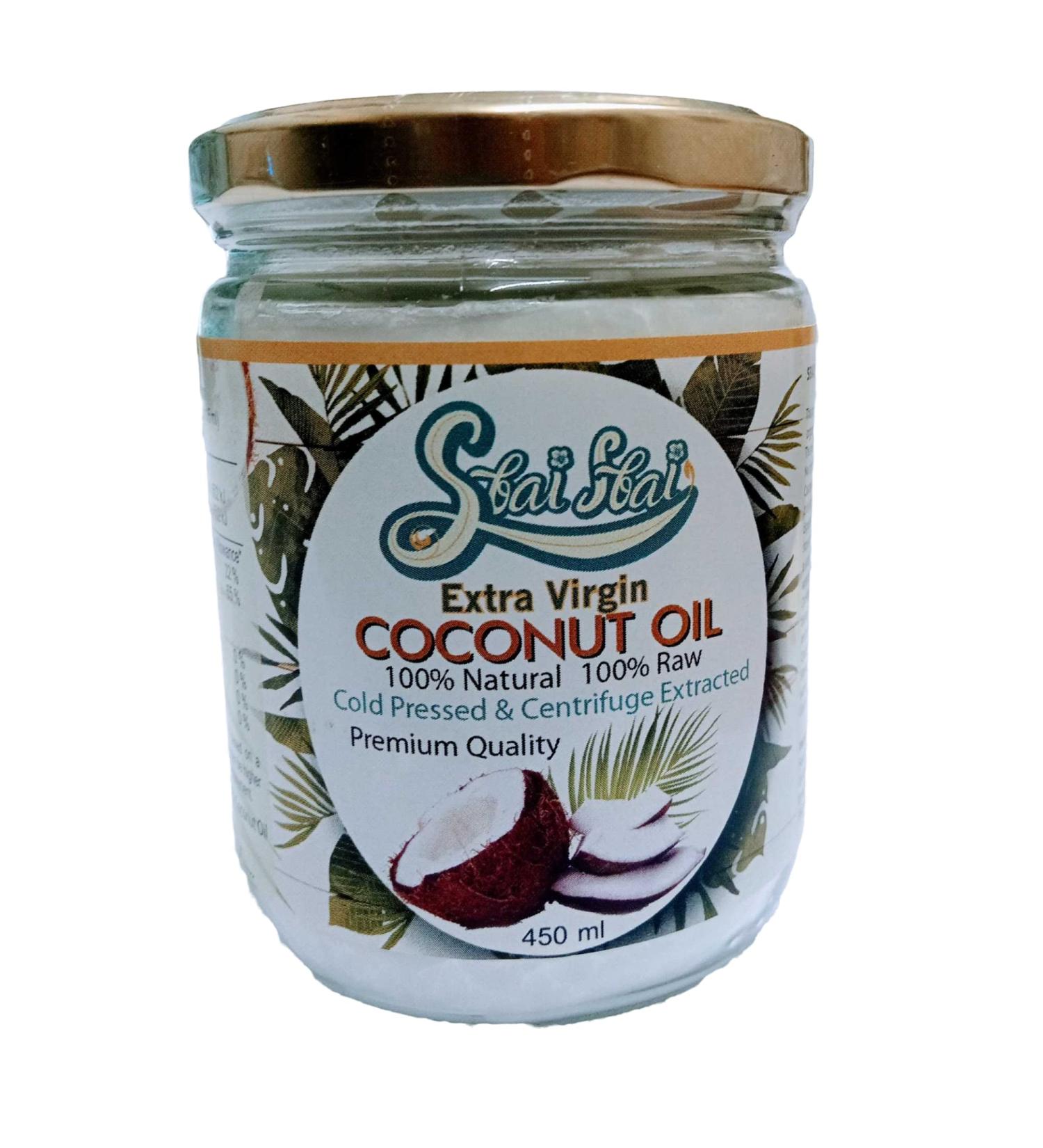 Sbai Sbai Organic Extra Virgin Raw Coconut Oil Cold Pressed & Centrifuge Extracted 450ml - Buy Online on GoSupps.com