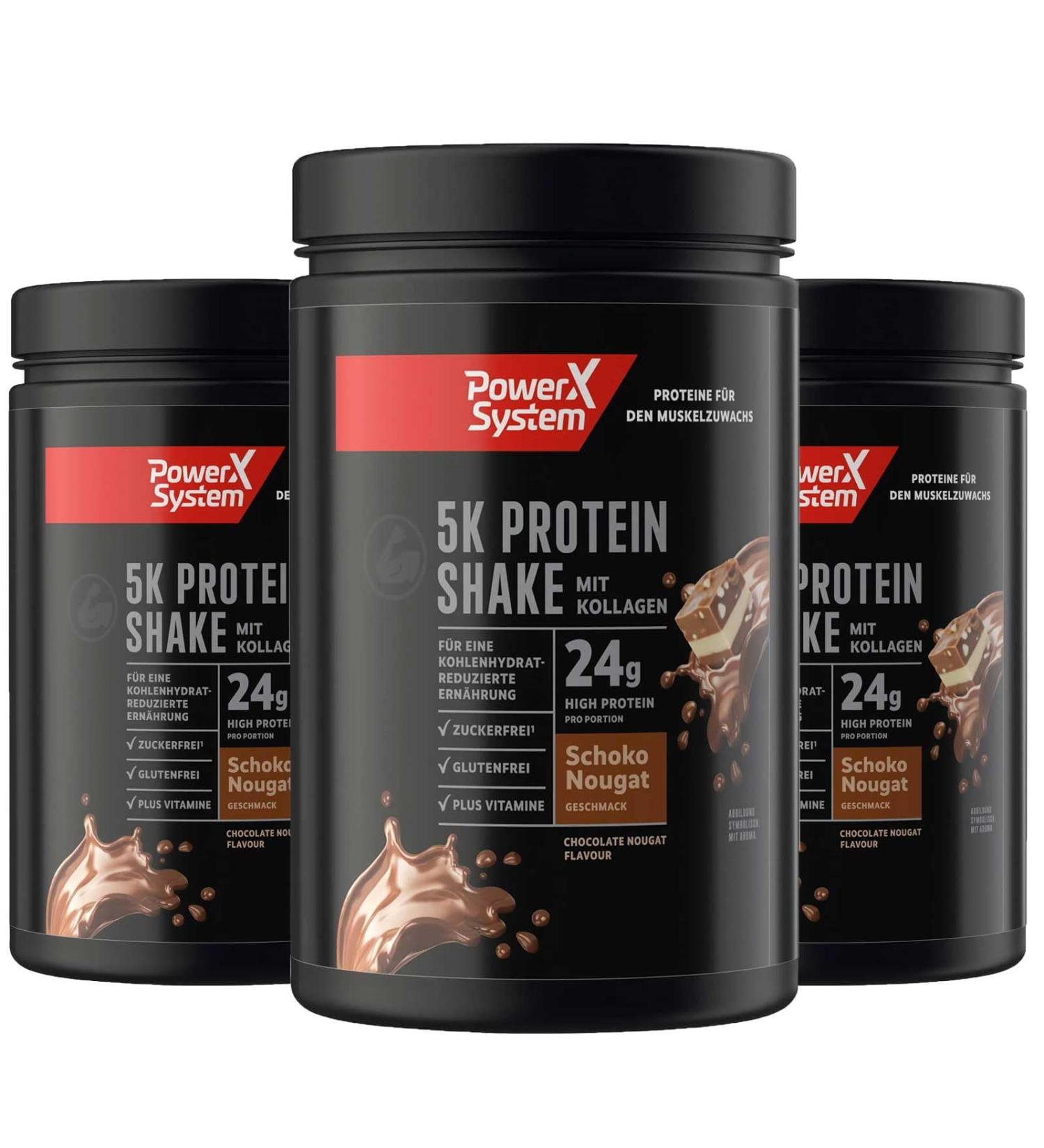 Buy Power System 5K Protein Shake Chocolate Nougat - Multi-Component Whey Protein Powder 3x360g | Best International Shipping - Buy Online on GoSupps.com