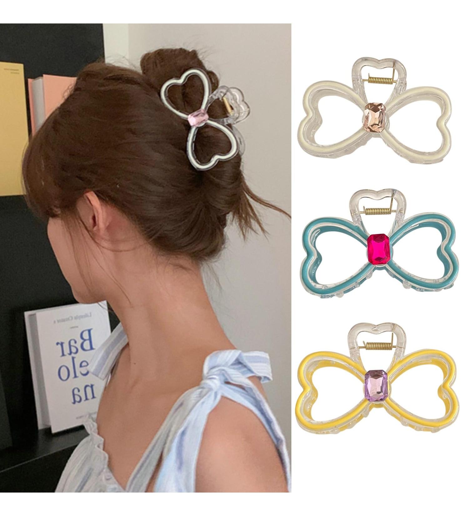Buy Souarts Butterfly Flowers Hair Clip - Non-Slip Metal Hair Clips for Girls & Women - Stylish Hair Claws in Yellow White & Blue - Buy Online on GoSupps.com