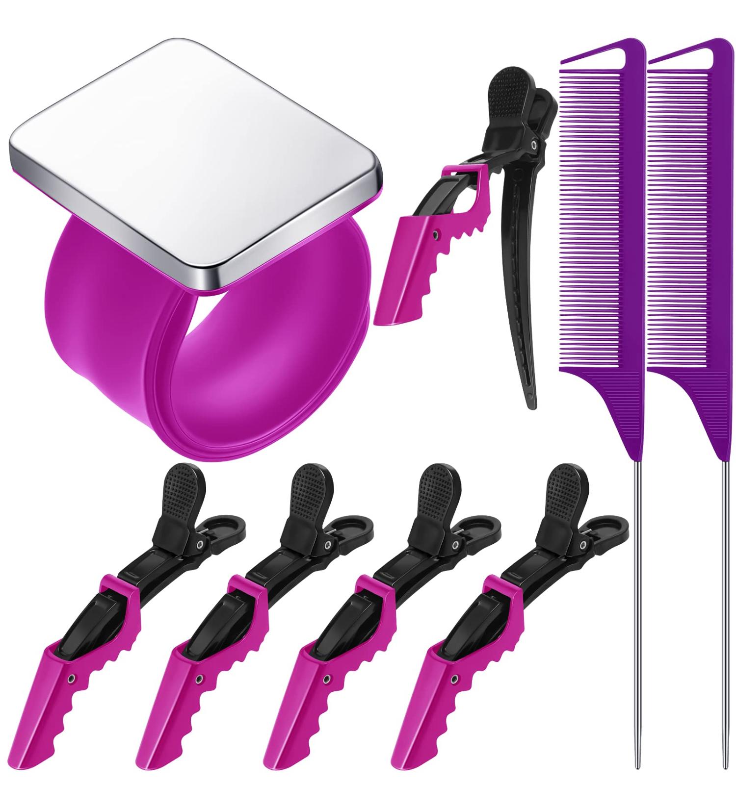 Magnetic Wrist Sewing Pincushion with Stainless Steel Pins & Hair Clips (Purple) - Buy Online on GoSupps.com