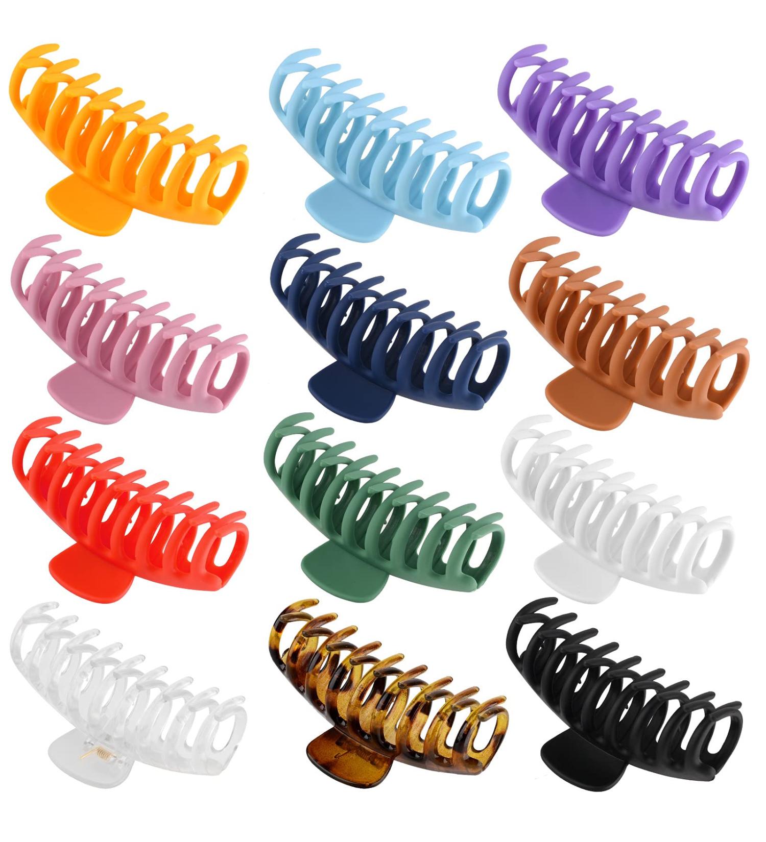 12 Pcs Large Hair Claw Clips - 4.3 Inch Nonslip Big Hair Clamps for Women | Perfect Matte Jaw Clamps for Thicker and Thinner Hair Styling - Buy Online on GoSupps.com