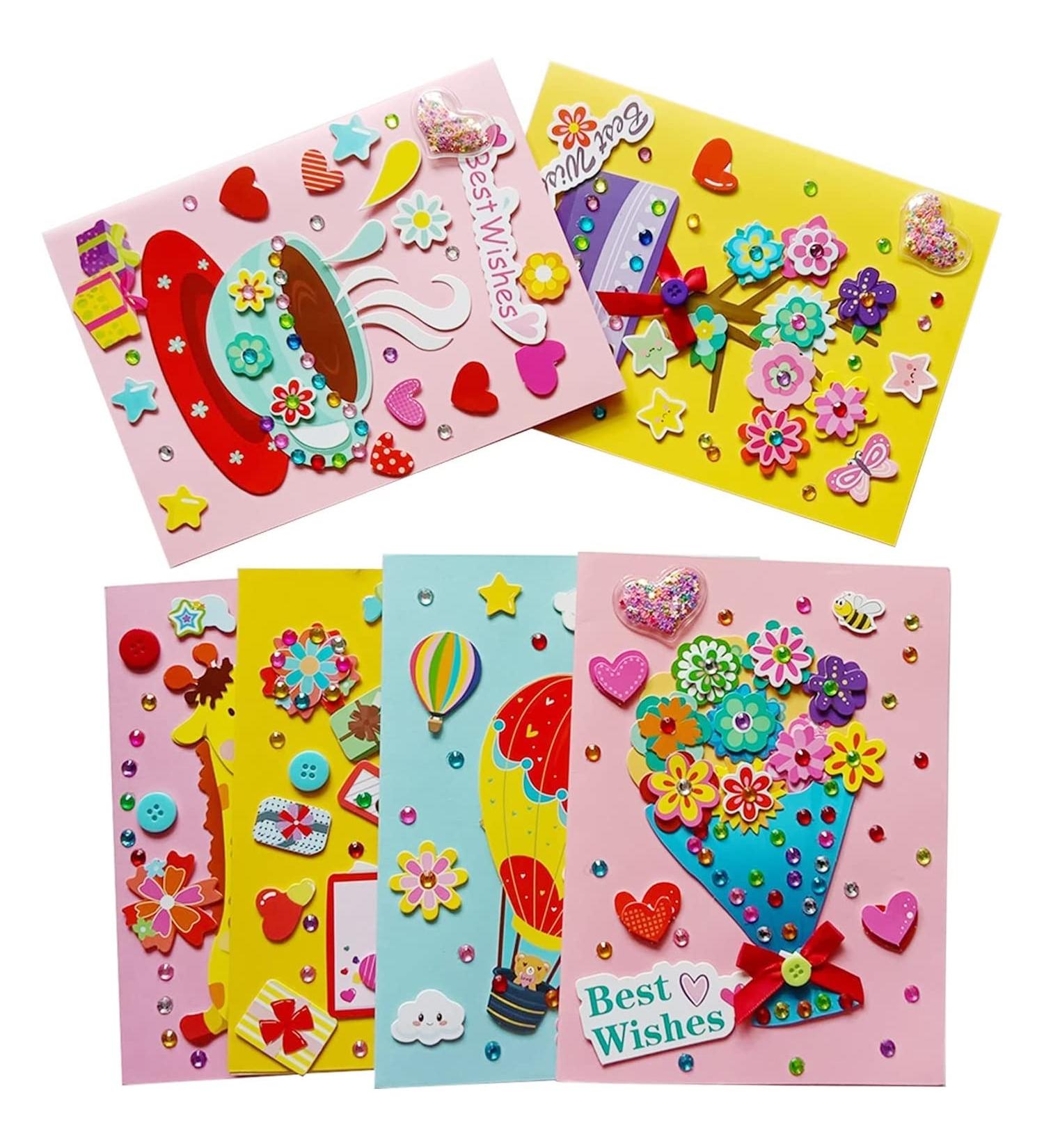 SHUSAY 6 Pcs Card Making Kits for Kids - DIY Handmade Greeting Thank You Cards - Multicolor Supplies - Buy Online on GoSupps.com