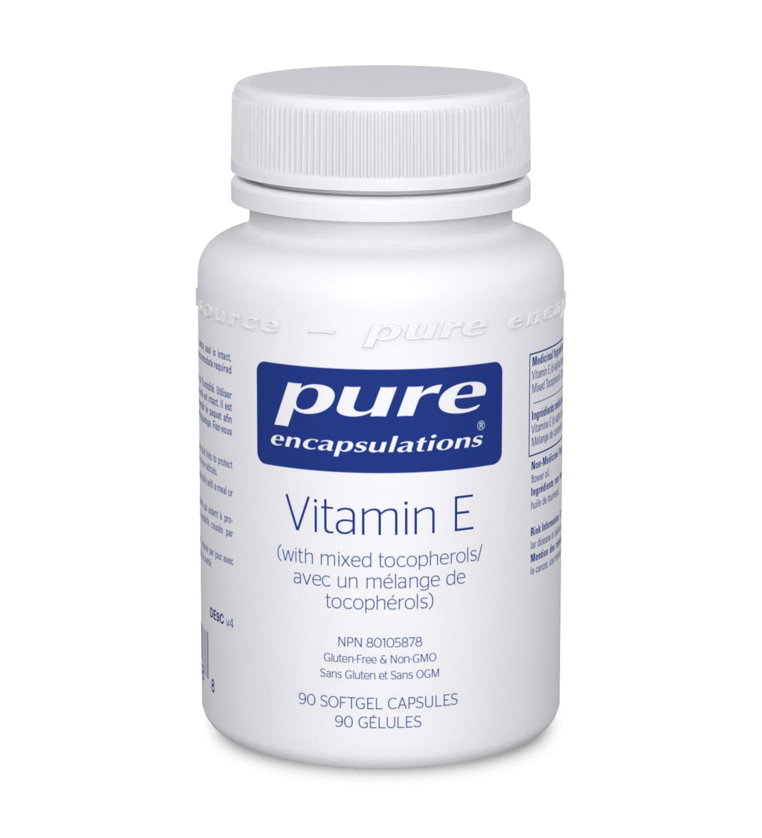 Pure Encapsulations - Vitamin E (with Mixed Tocopherols) - Supplement for Antioxidant Support - 90 Softgel Capsules - Buy Online on GoSupps.com