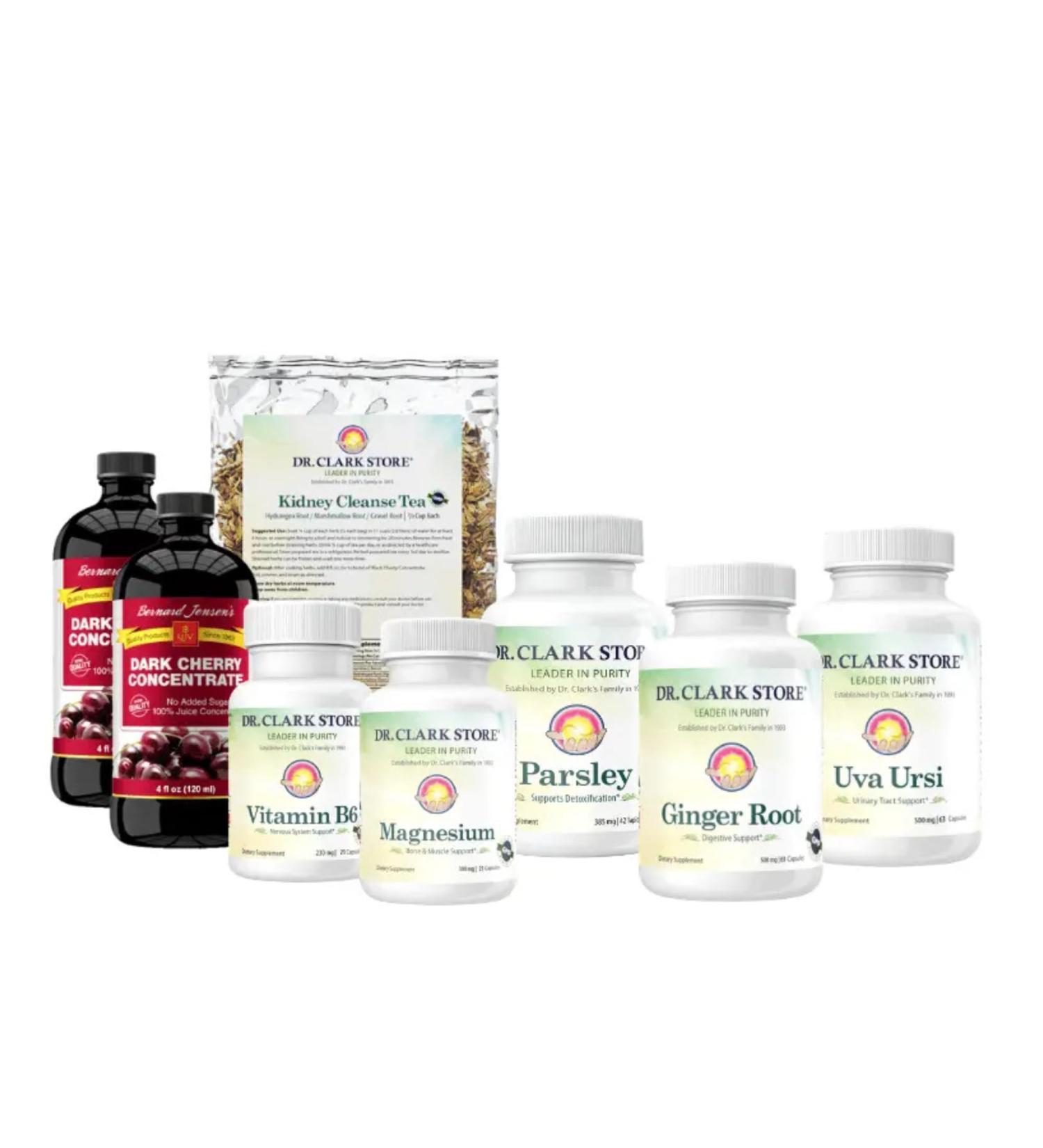 Dr Clark Store 3 Week Kidney Cleanse Kit with Herbal Tea, Capsules & Concentrates, Clean Label Formula, Non-GMO, Gluten Free, Soy Free, Hydration & Daily Routine Support, Trusted Since 1993