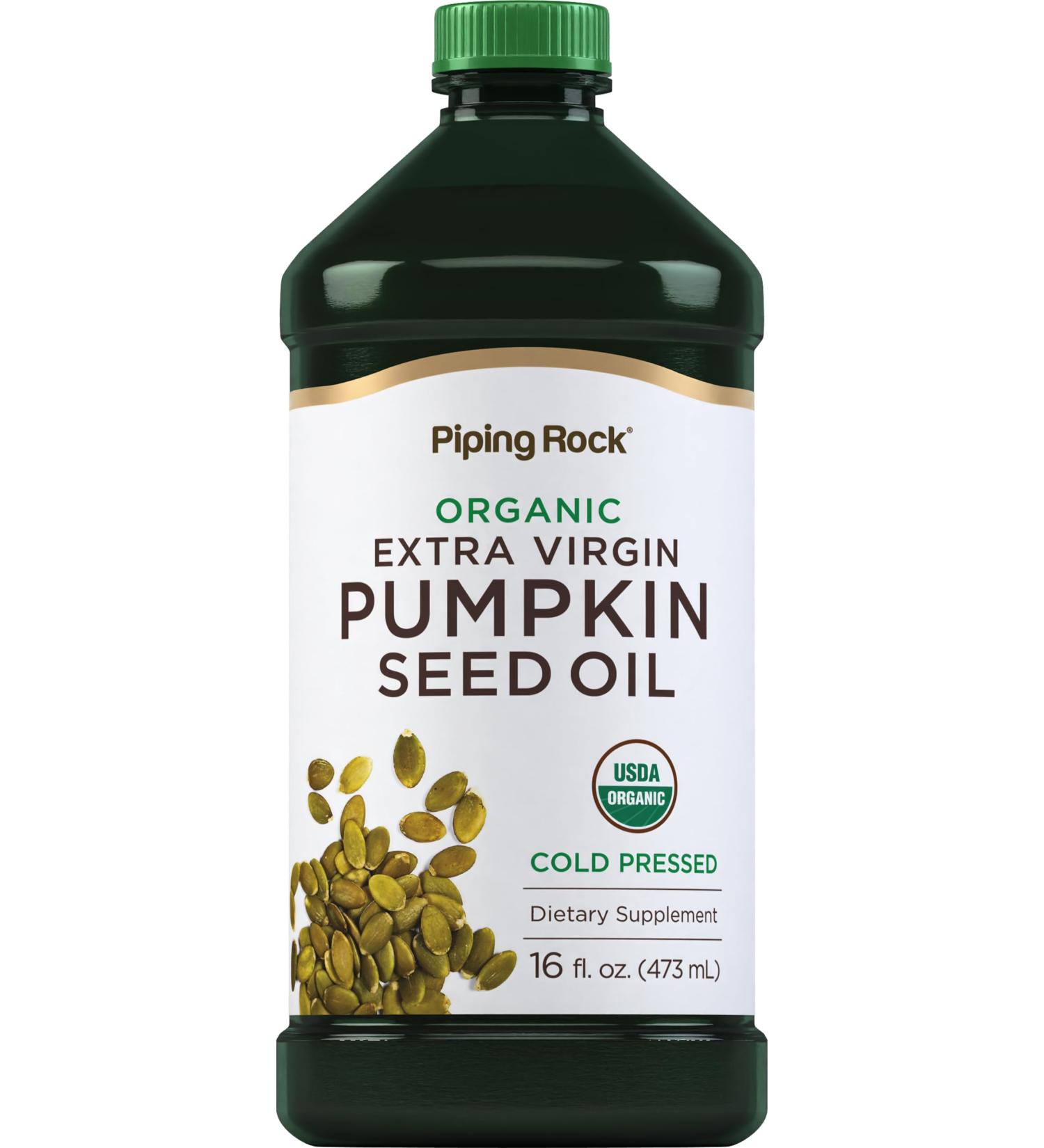 Buy Piping Rock Organic Pumpkin Seed Oil 16oz - Cold Pressed Extra Virgin Non-GMO & Gluten Free - International Shipping Available - Buy Online on GoSupps.com