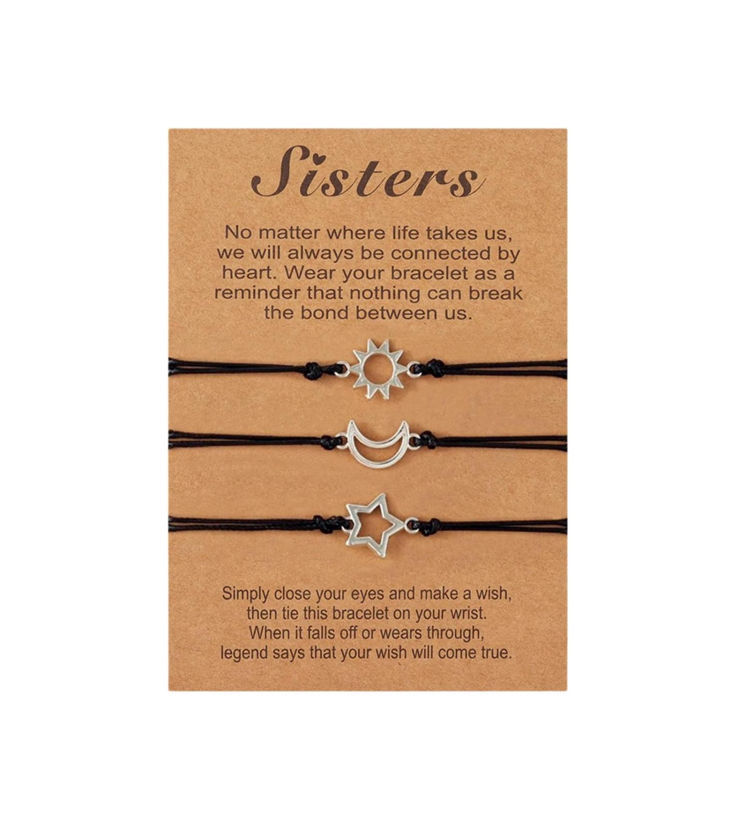 Buy Oralgos Silver Friendship Bracelets - Hand-Woven Sun Moon Star Designs | Adjustable Sister Jewelry - Buy Online on GoSupps.com