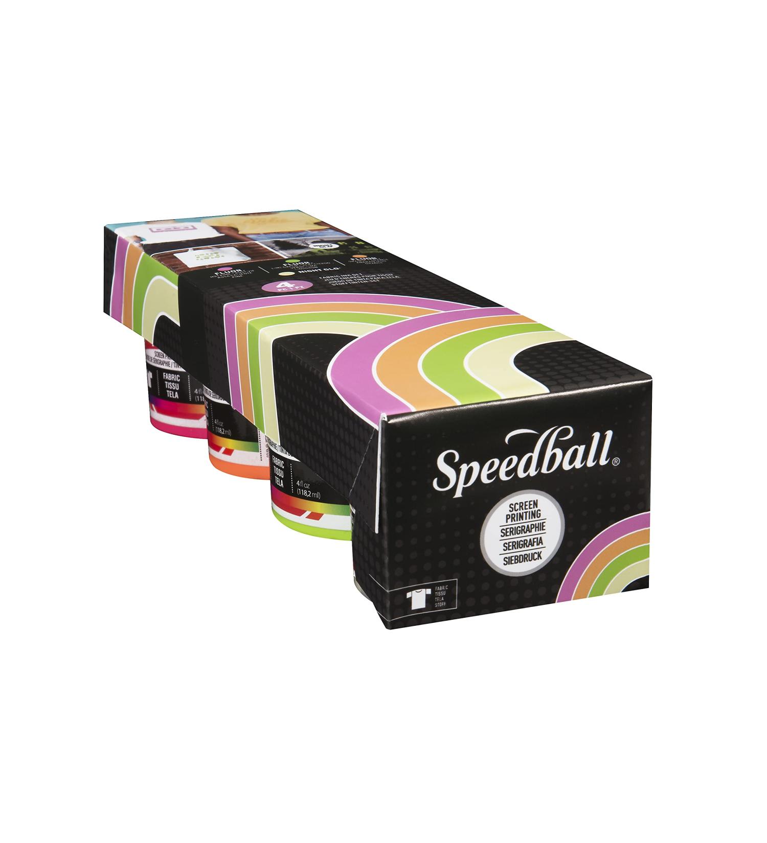 Speedball Glo 'n Dark & Fluorescent Screen Printing Ink Set - 4 oz Jars (Pack of 4) - Buy Online on GoSupps.com