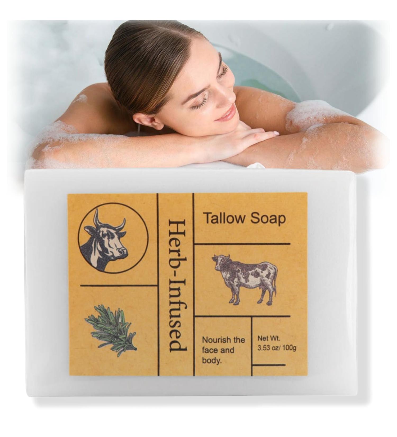 Tallow Soap Beef Tallow Skin Care Natural Organic Soap Natural Soap Moisturizing Tallow Handmade Soap Beef Tallow Skin Care Organic Beef Tallow Beef Tallow for Skin Face & Body Cleaning Soap Bar 100g - Buy Online on GoSupps.com