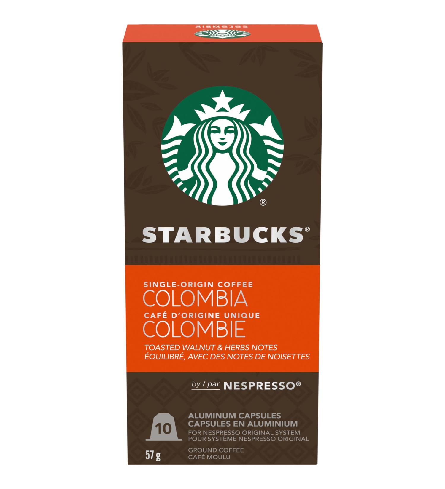 Starbucks By Nespresso Single Origin Columbia Nespresso Ground Coffee capsules Original Line Compatible 10 Nespresso Coffee Pods - Buy Online on GoSupps.com