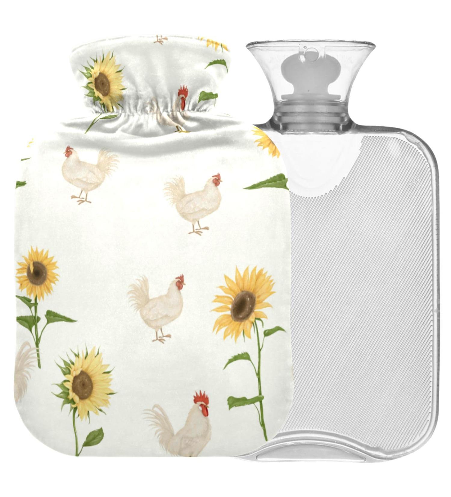 NAANLE 1L Hot Water Bottle with Sunflower Tap | Cozy Cover for Heat & Cold Therapy | Pain Relief for Bed Hands & Feet - Buy Online on GoSupps.com