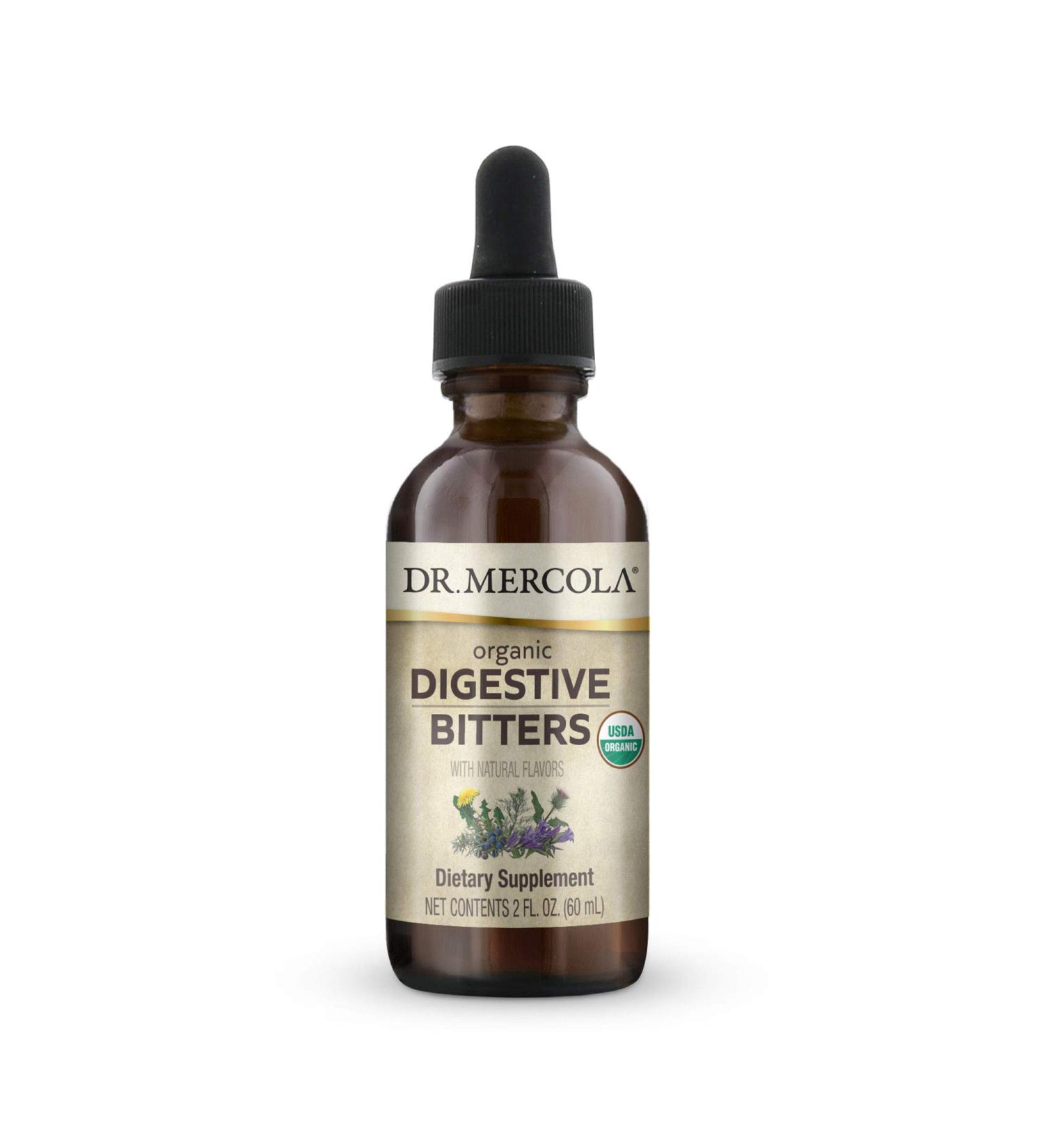 Dr. Mercola Organic Digestive Bitters - Natural Flavors, 2 fl oz (60 ml) | Enhance Digestion - Buy Online on GoSupps.com