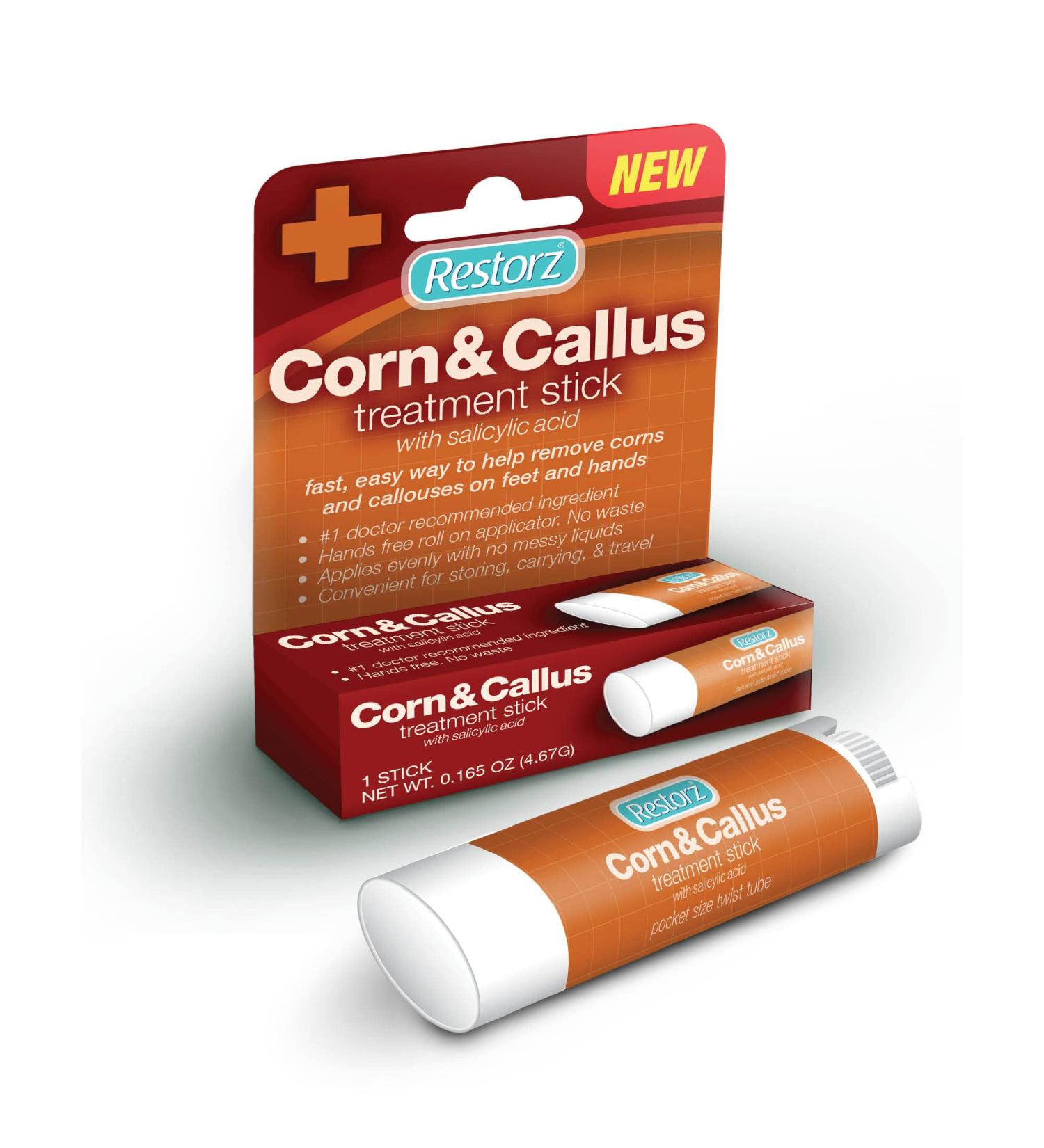 Restorz Corn and Callus Remover Stick with Salicylic Acid | Gentle & Fast-Acting Treatment for Skin Hands Feet Toes | Portable & Travel Size Ointment Applicator (1 Pack) - Buy Online on GoSupps.com