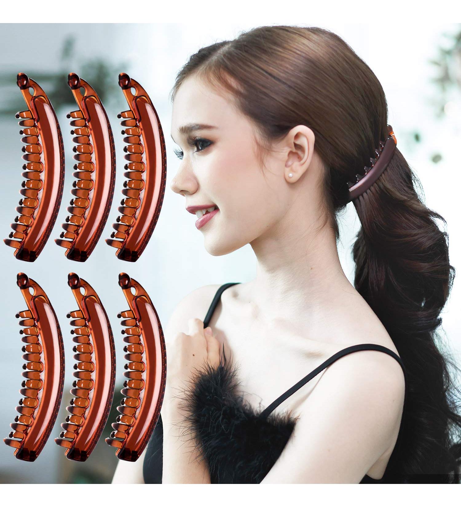 High-Quality RC Roche 6-Piece Ponytail Hair Clip Set - Medium Brown Banana Clasps for Volume | Durable Women's Accessories - Buy Online on GoSupps.com