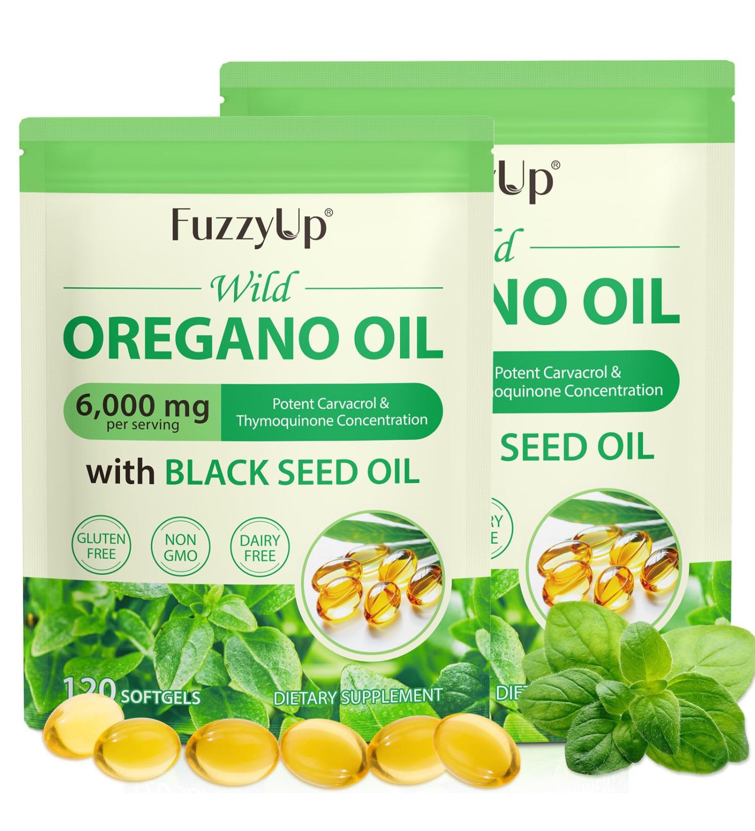 FuzzyUp FuzzyUp Oregano Oil 6000 mg with Black Seed Oil 200 mg 120 Softgels Maximum Strength 165 mg of carvacrocense - Buy Online on GoSupps.com